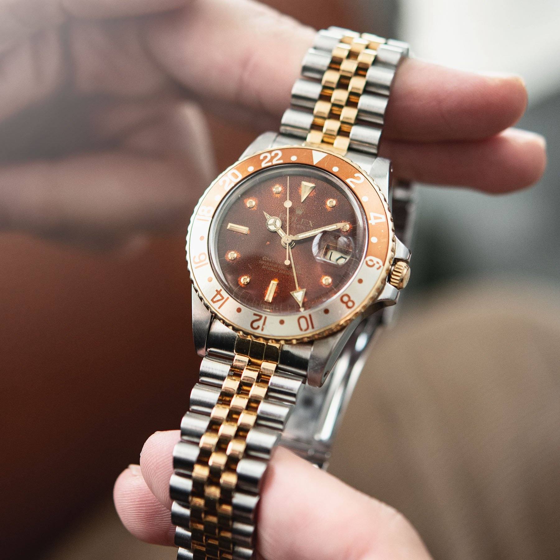 Rolex 16753 Nipple Dial Rootbeer GMT-Master with Jubilee bracelet ref 6253