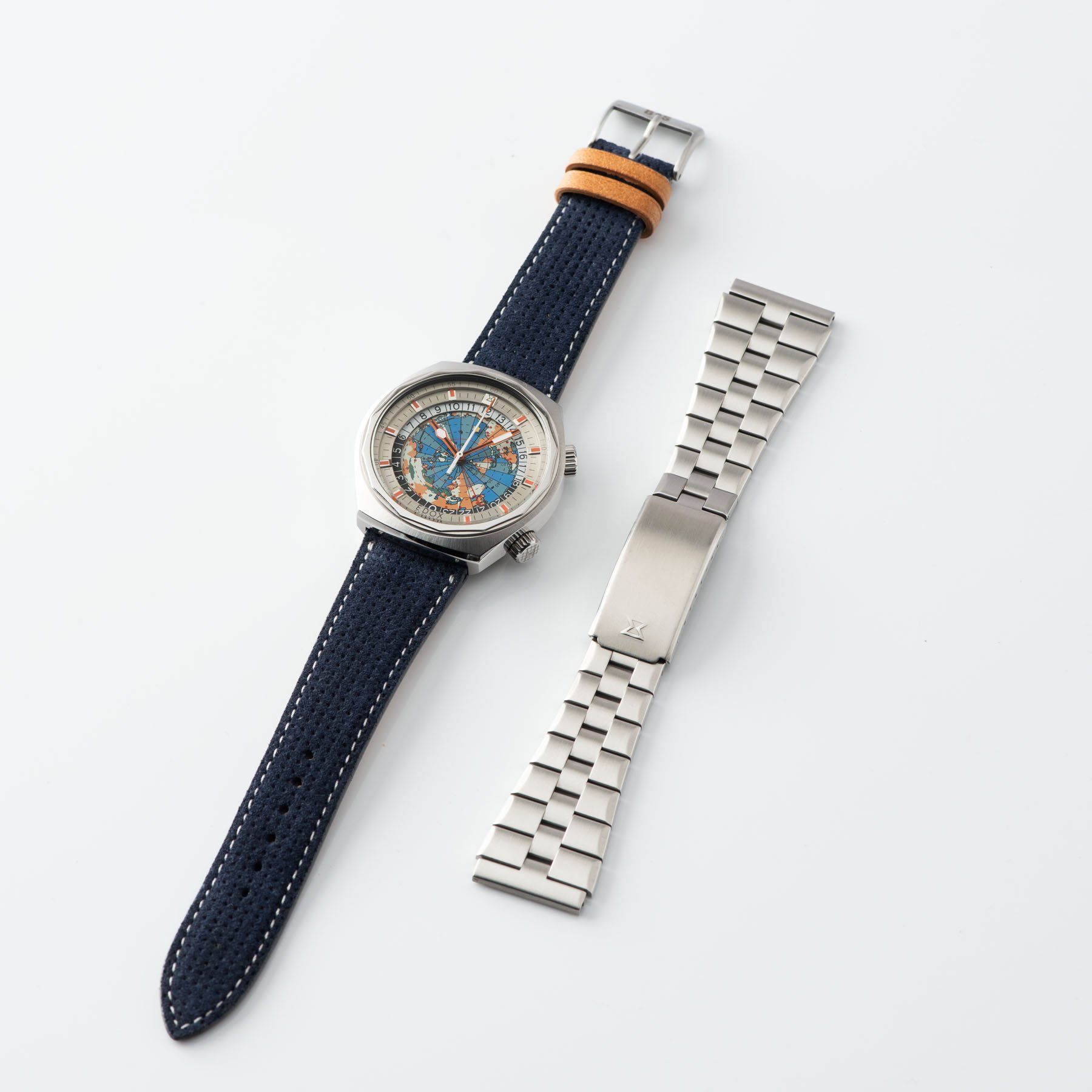 Edox Geoscope World Timer 1970s with Original steel bracelet