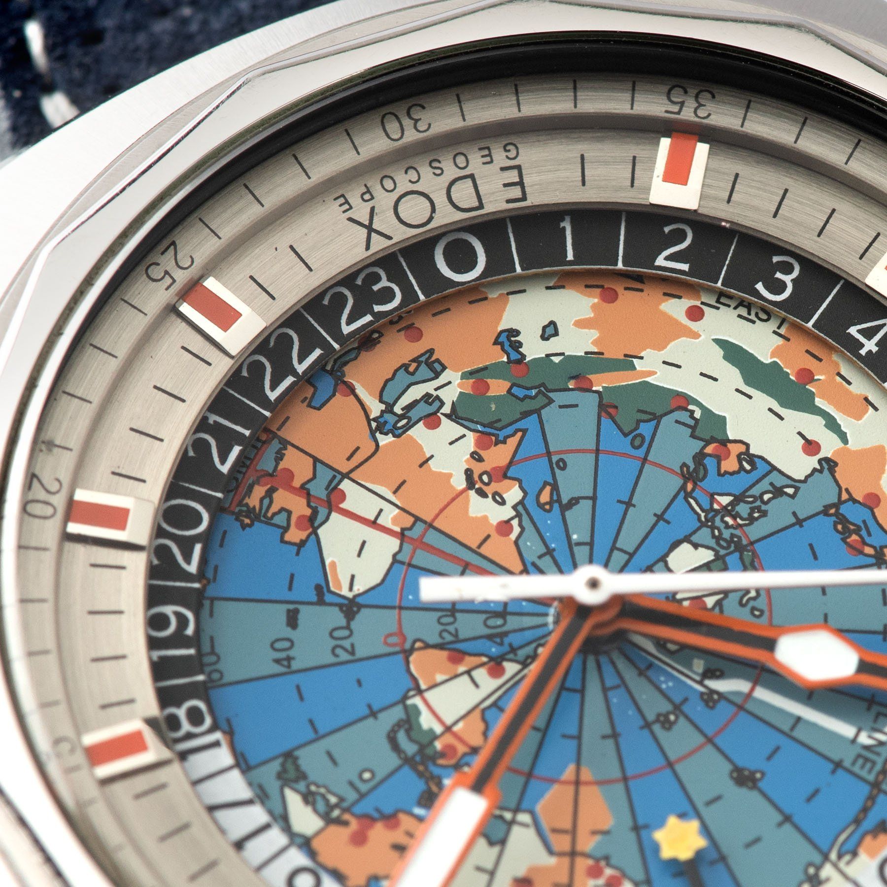Edox Geoscope World Timer 1970s with Beautiful map dial