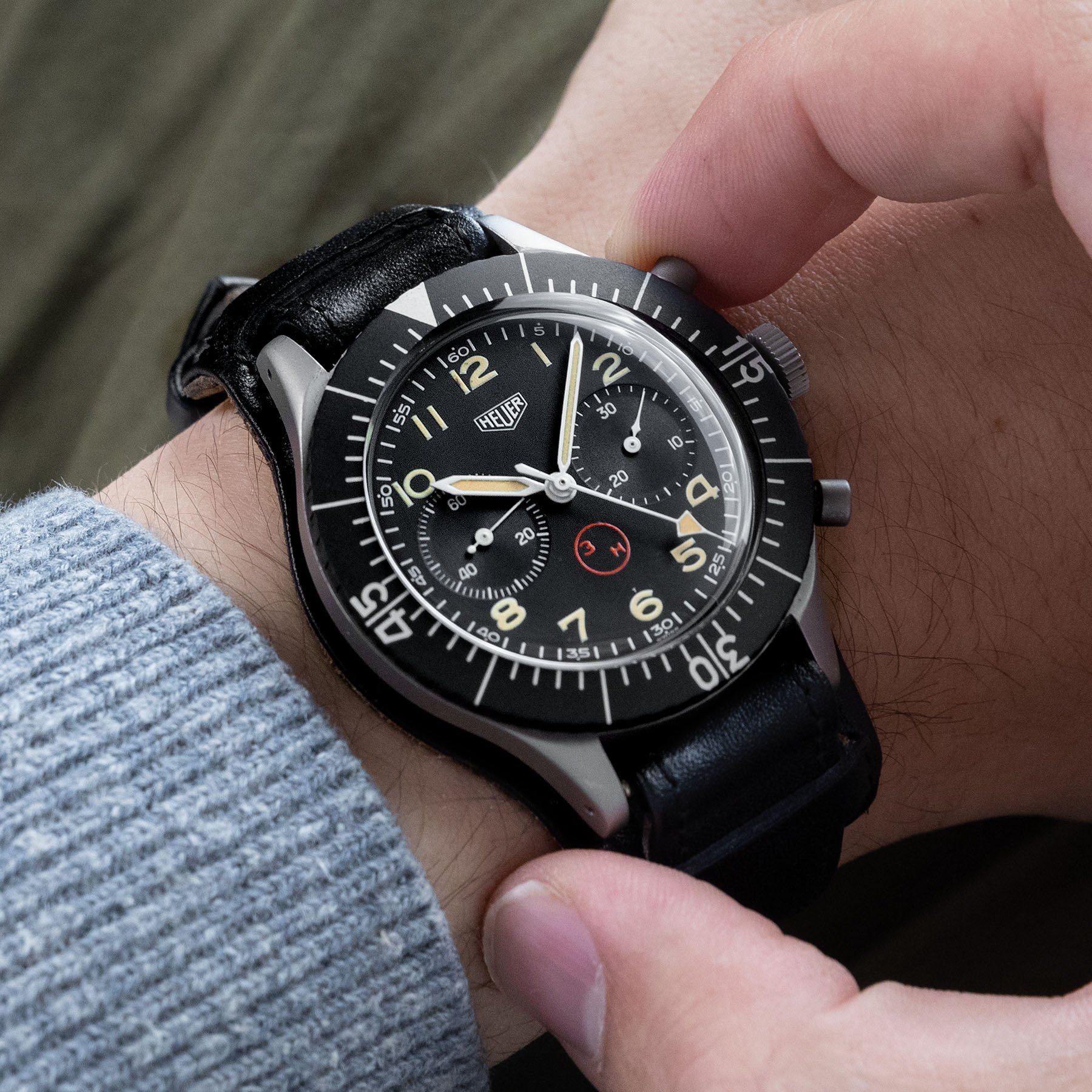 Heuer Chronograph Bundeswehr Issued Chrono 1550SG 3H