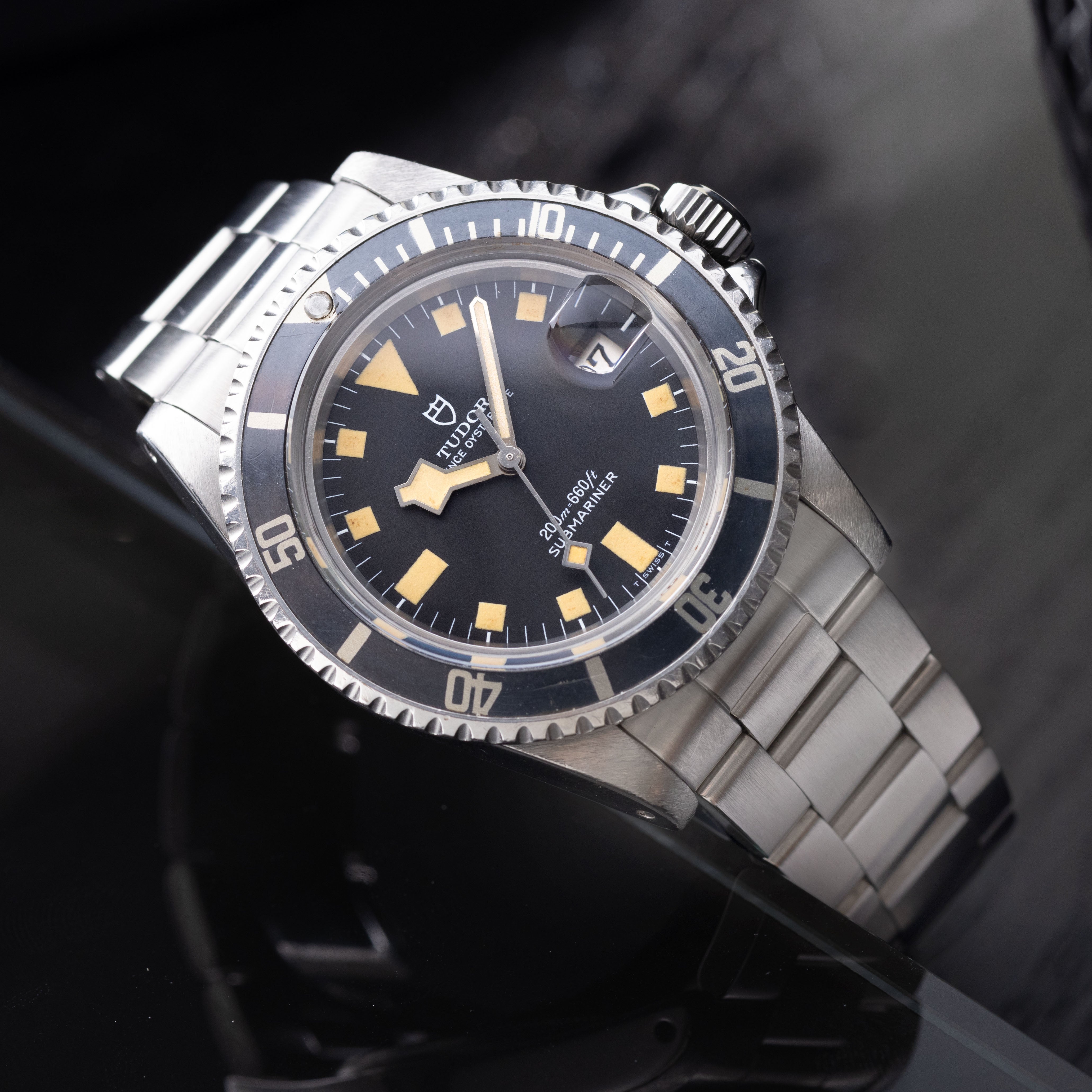 Tudor Submariner Date 9411/0 Black Snowflake Fat Font Inlay