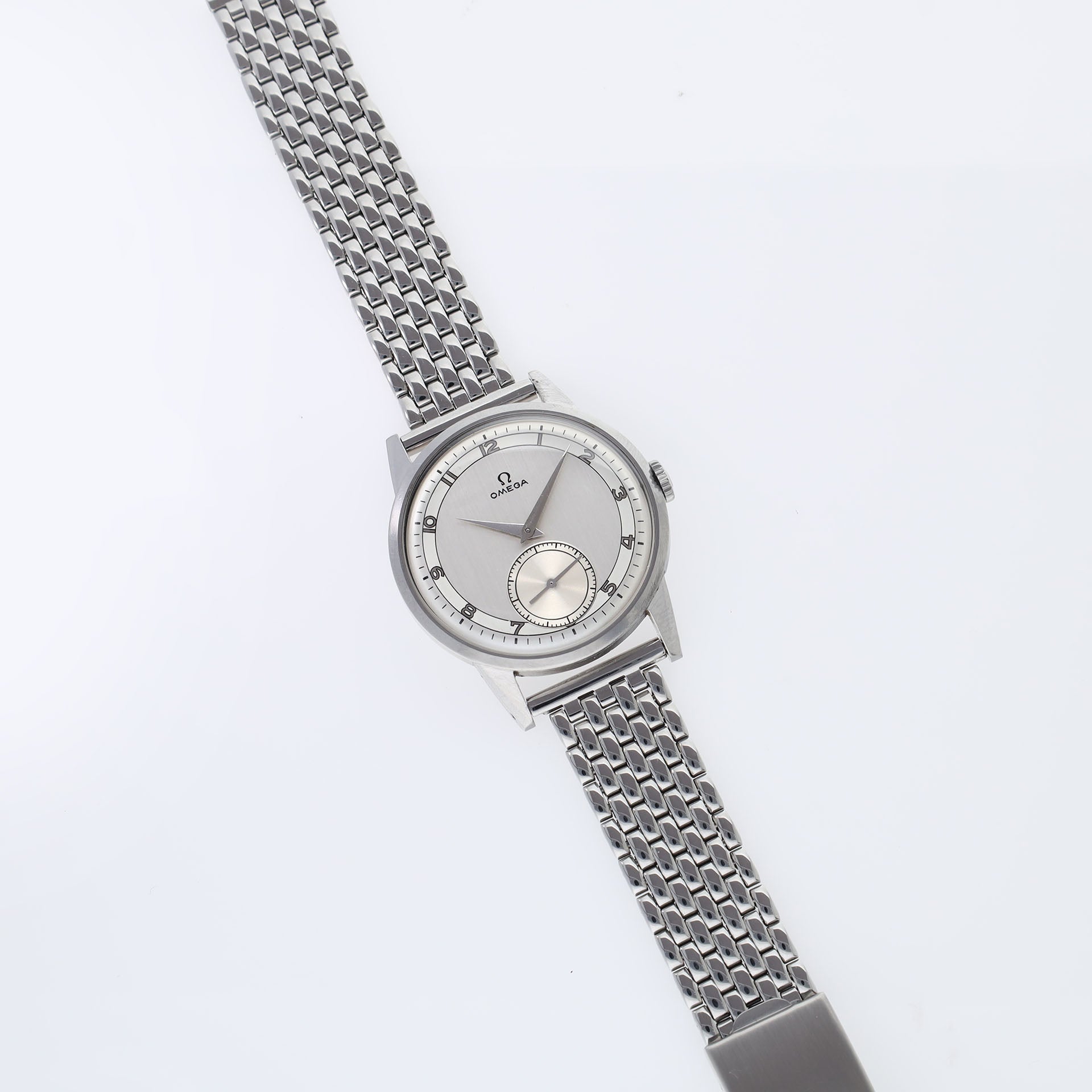 Omega 2272 2 Oversize Steel Dress Watch Two Tone Dial