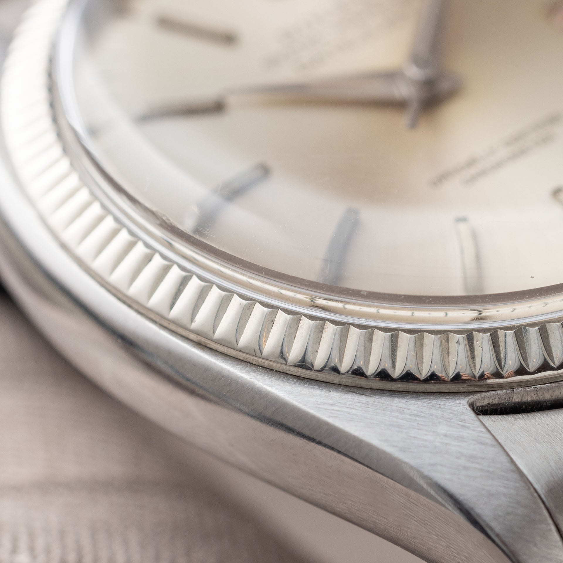 Rolex Datejust 6305 Ovettone Silver Dial with White Gold Bezel