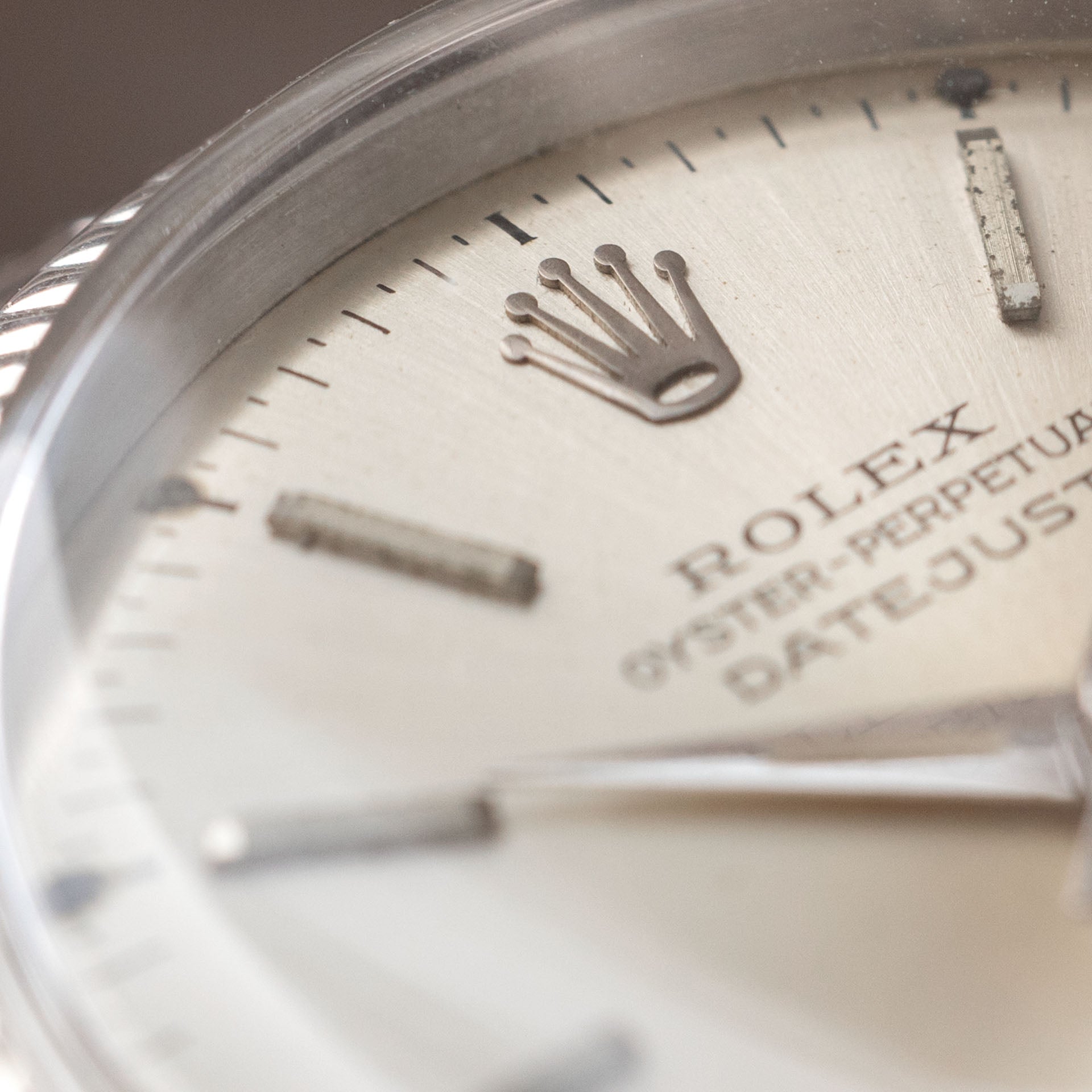 Rolex Datejust 6305 Ovettone Silver Dial with White Gold Bezel