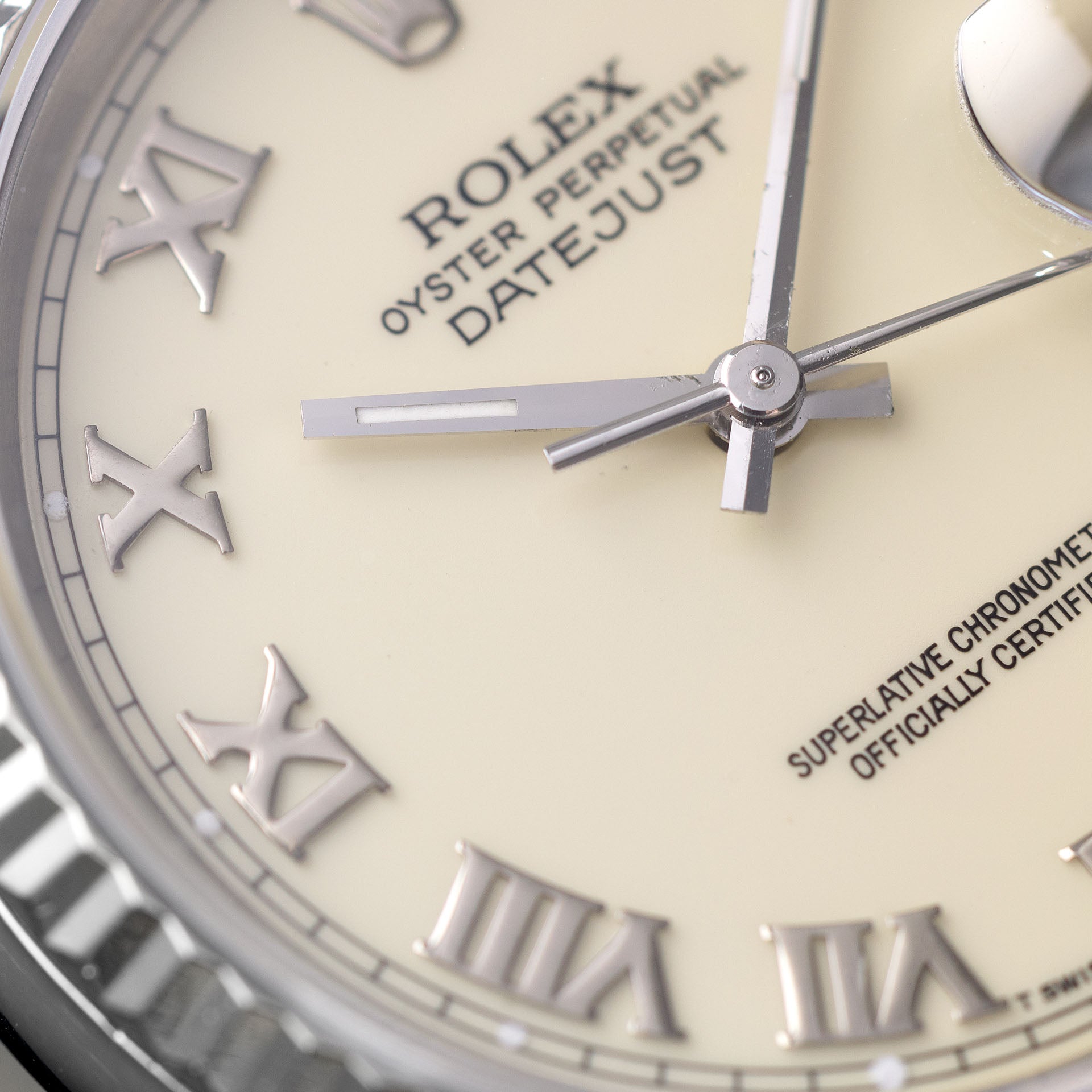 Rolex Datejust 16234 Cream Porcelain Dial Applied Roman Hours