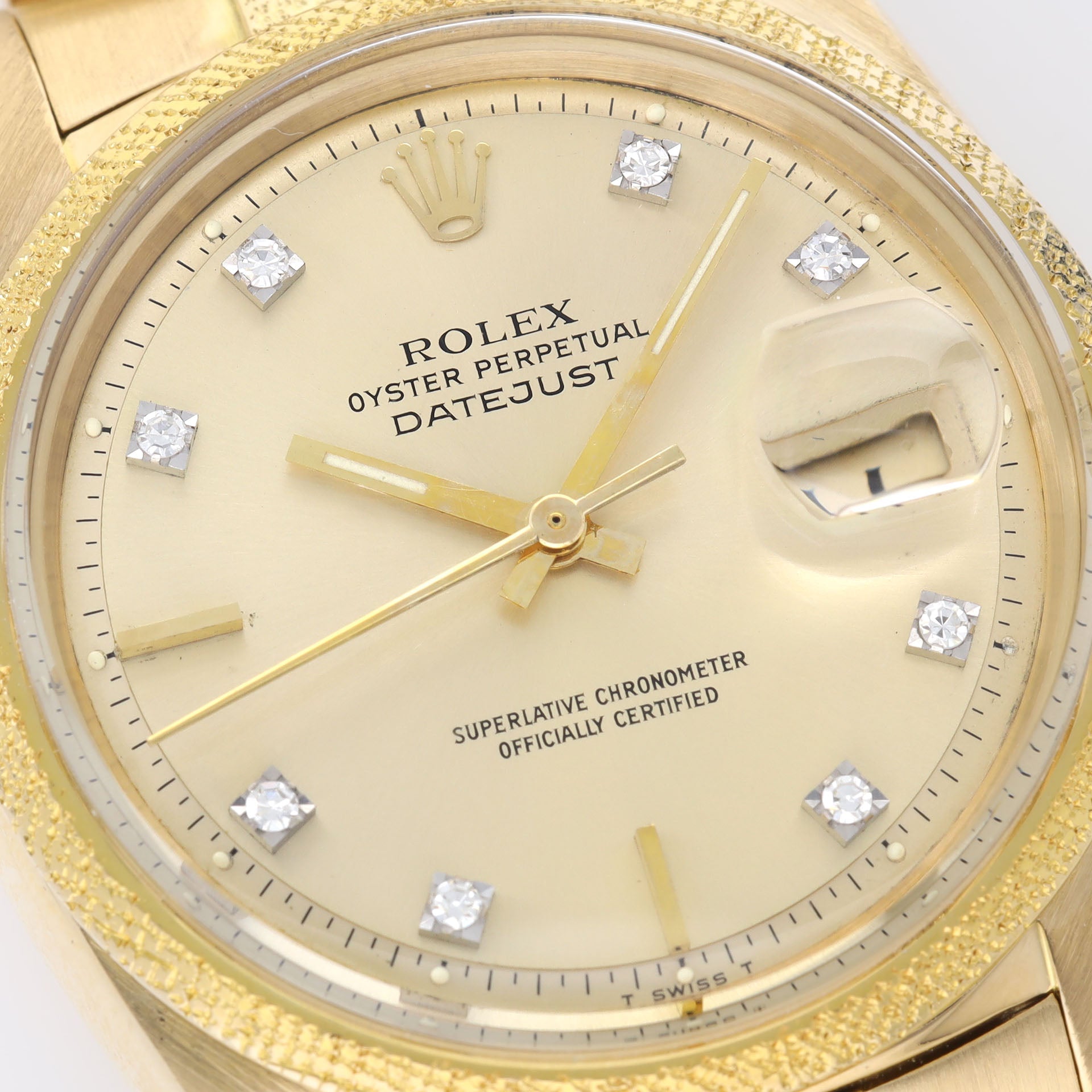 Rolex Datejust 1611 Yellow Gold Morellis Finish Diamond Dial