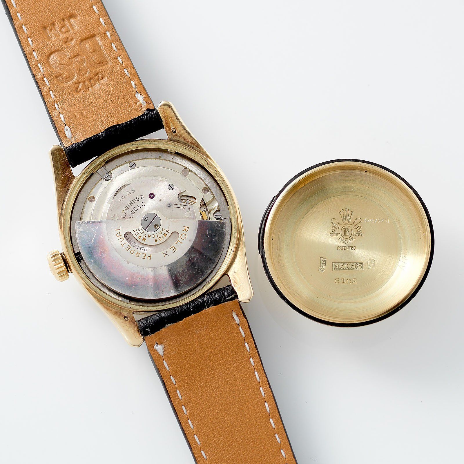 Rolex Oyster Perpetual Bombe Waffle Dial Gold 6102