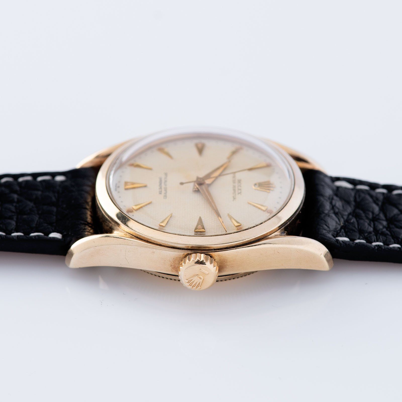 Rolex Oyster Perpetual Bombe Waffle Dial Gold 6102