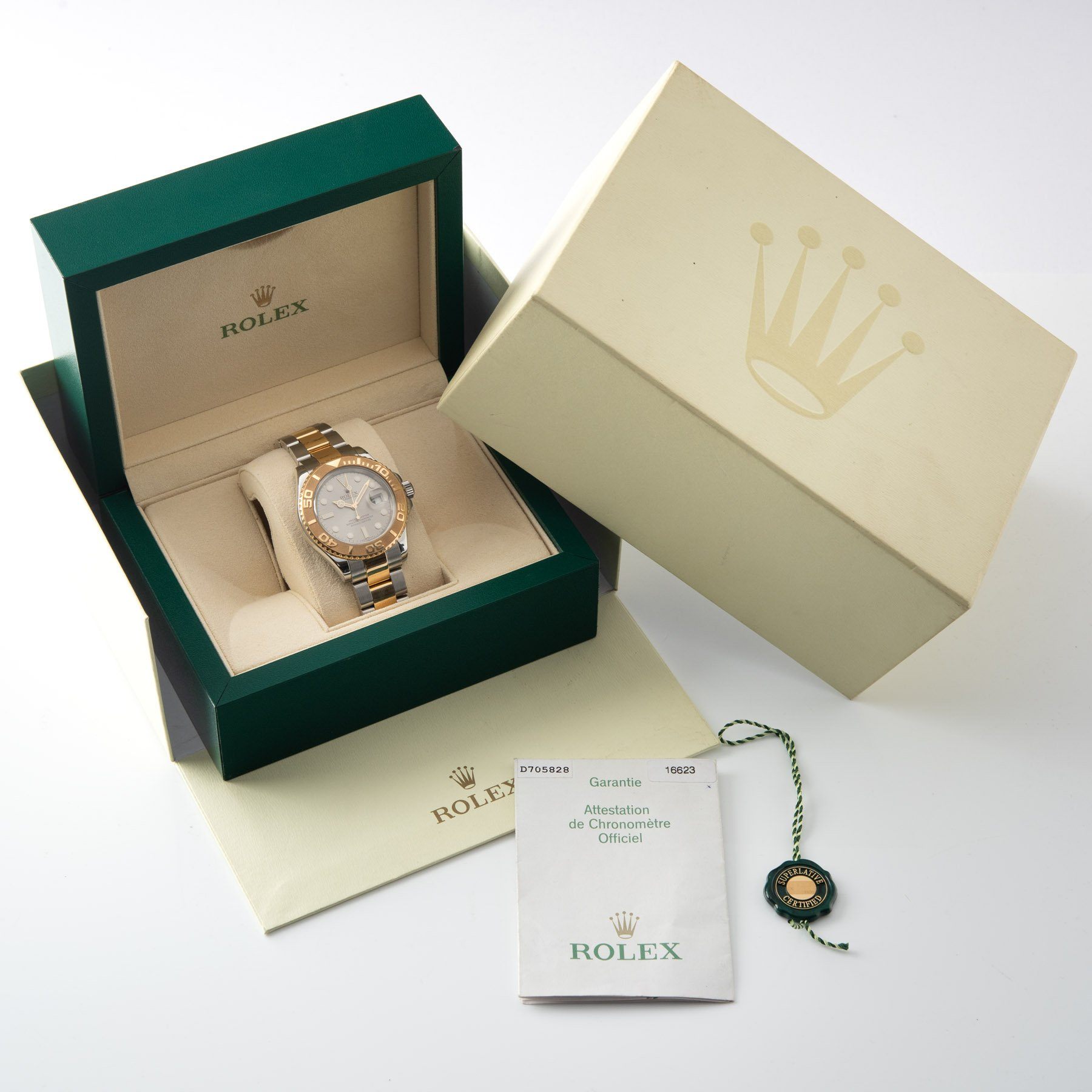 Rolex Yachtmaster Steel and Gold 16623 Grey Dial with box and papers