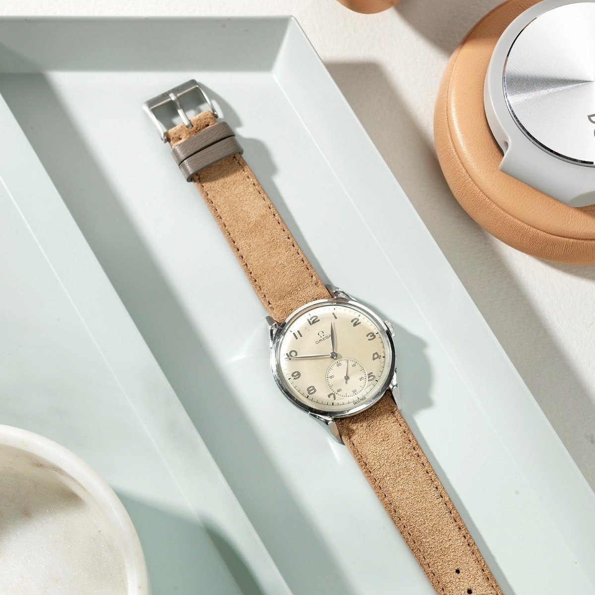 Omega Refined Light Brown Suede Watch Strap