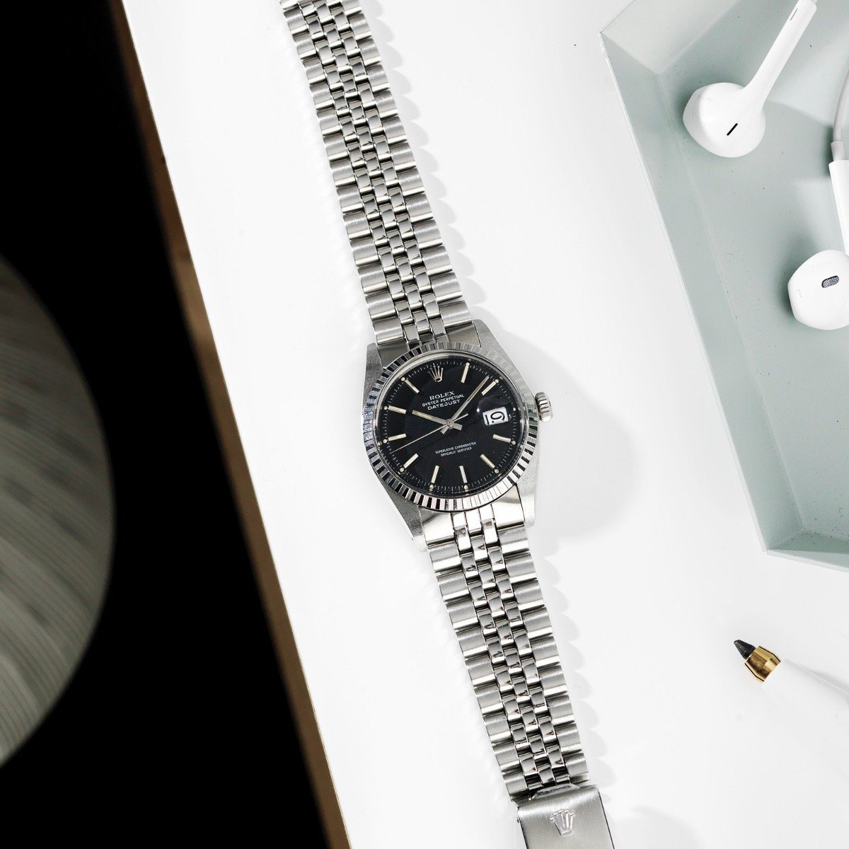 Rolex 1603 Marble Black Dial Datejust 1974