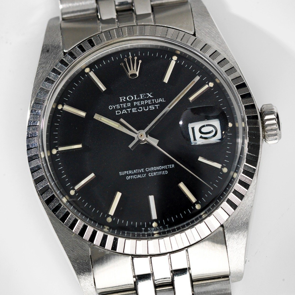 Rolex 1603 Marble Black Dial Datejust 1974