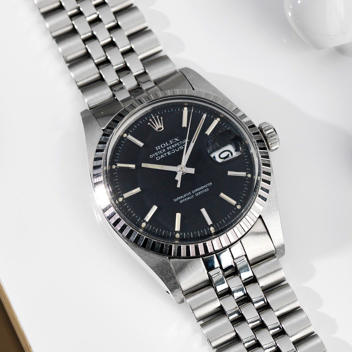 Rolex 1603 Marble Black Dial Datejust 1974