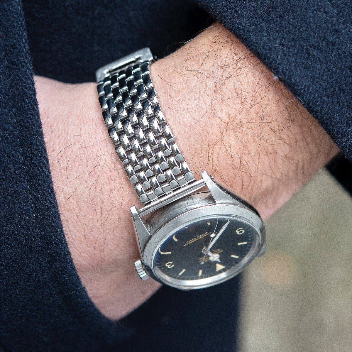 Beads Of Rice Full Polish Straight End Link Steel Watch Bracelet-18 mm Rolex