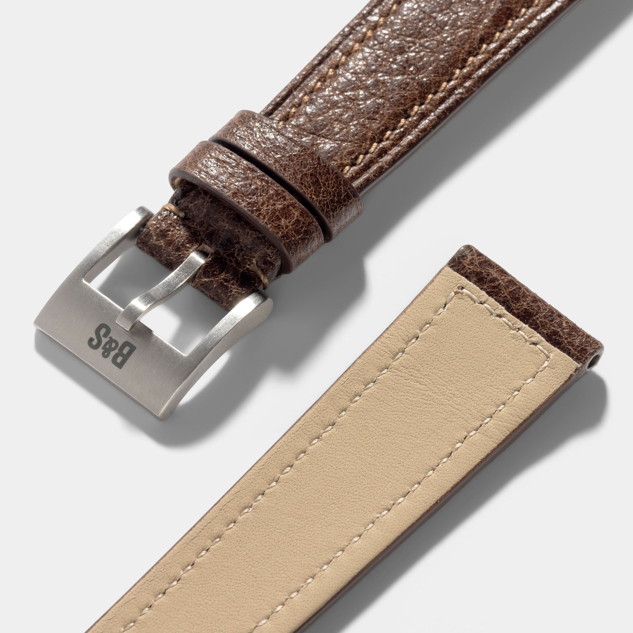 Soft Walnut Brown Boxed Calfskin Watch Strap - Classic Dress