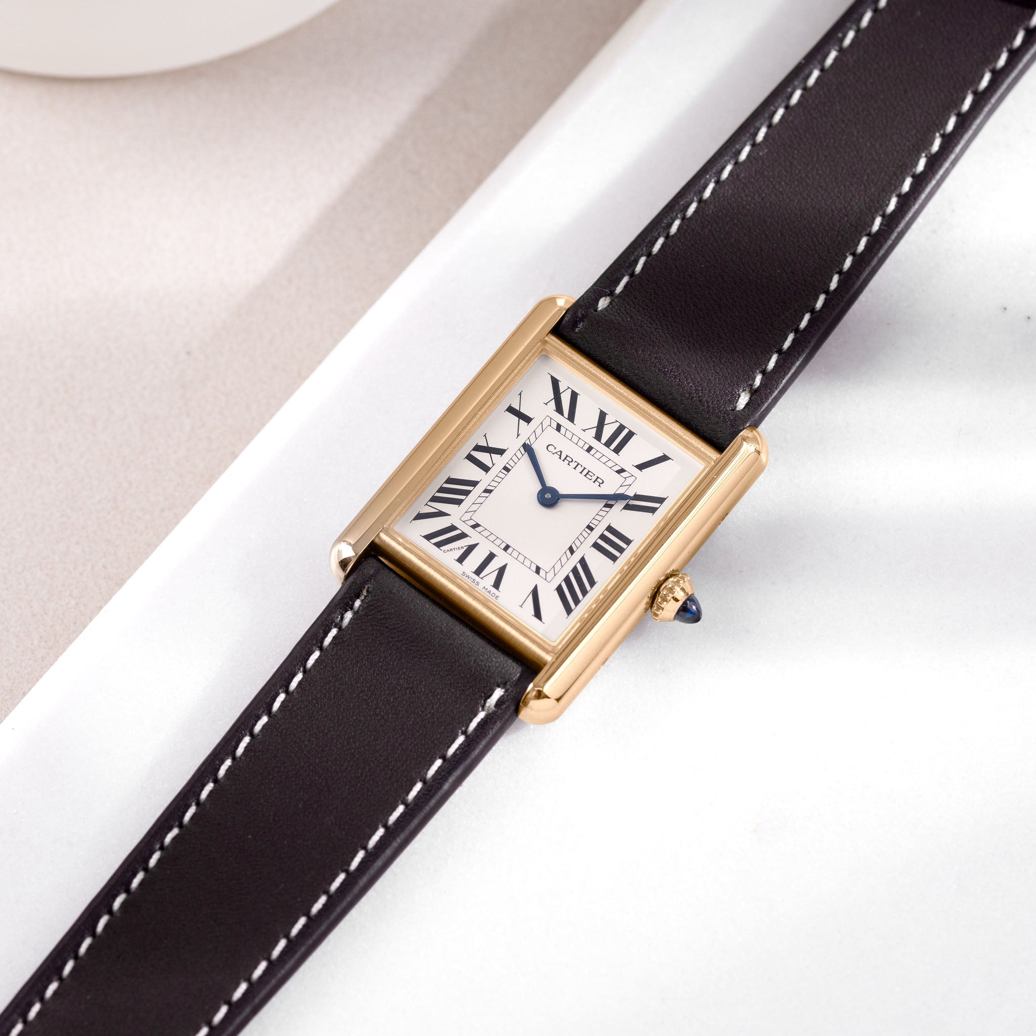 Strap for Cartier Tank Louis (2021-2024) - The Chevalin Dark Cognac Brown