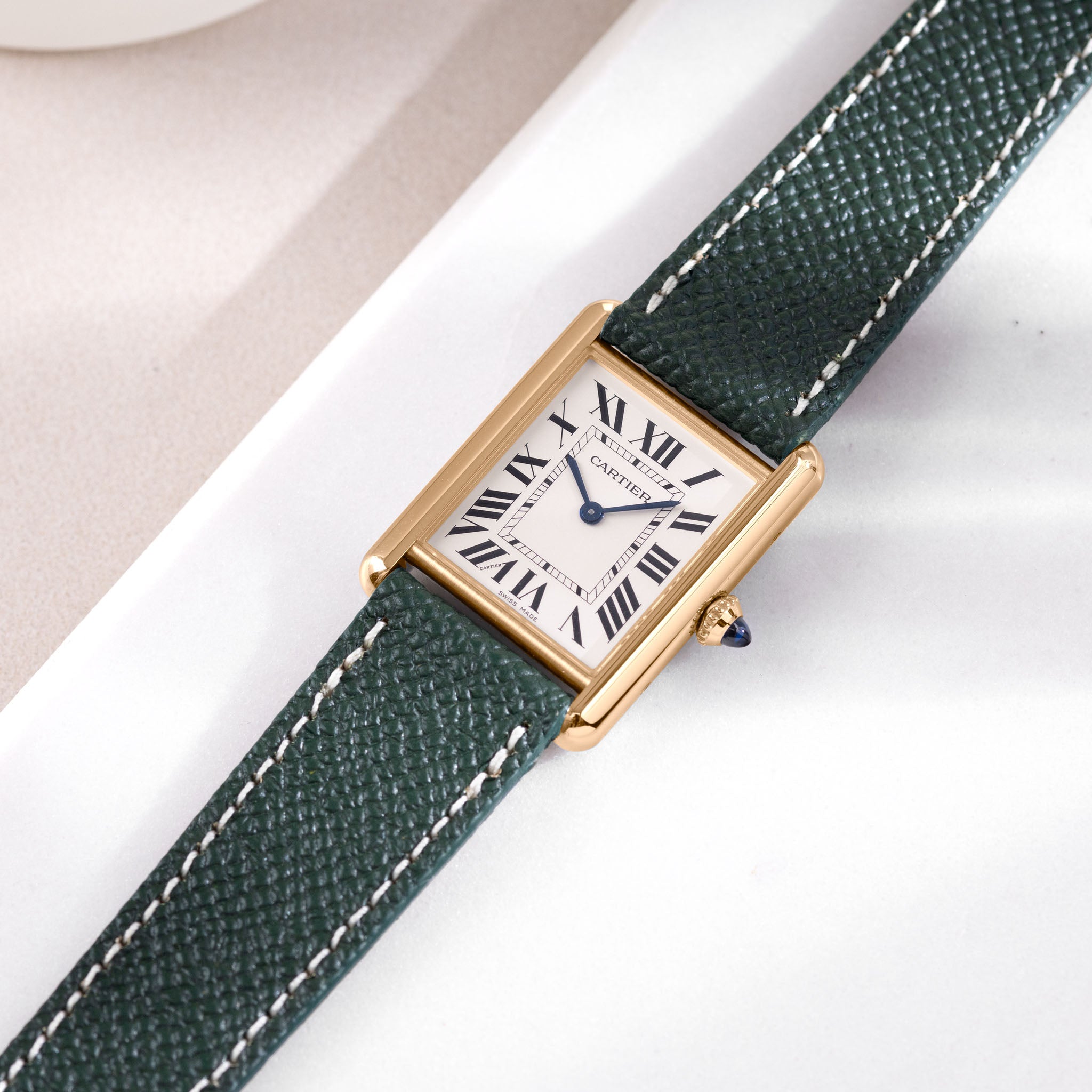 Strap for Cartier Tank Louis (2021-2024) - The Marston Calf Dark Green