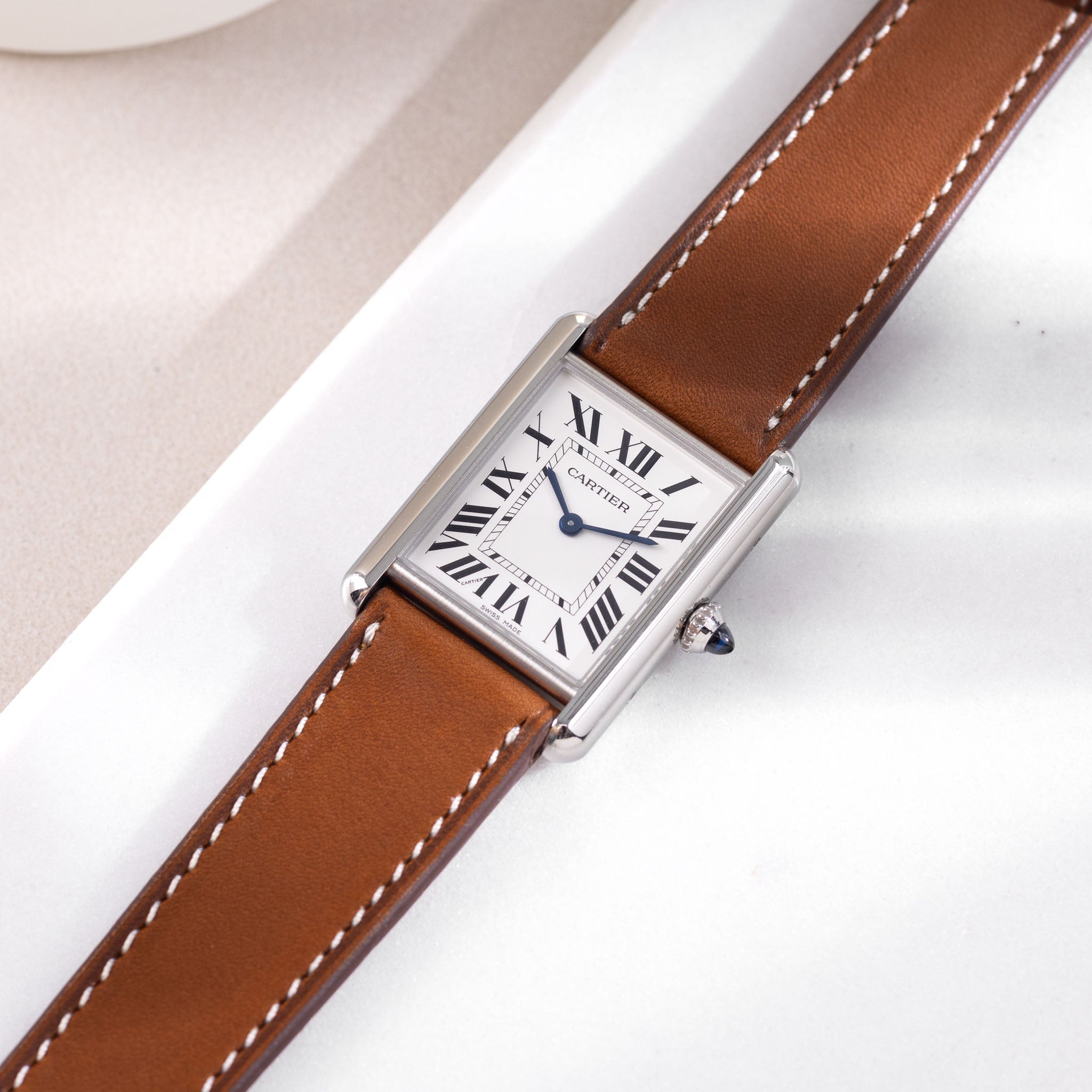 Strap for Cartier Tank Must (2021-2024) - The Chevalin Cognac Brown