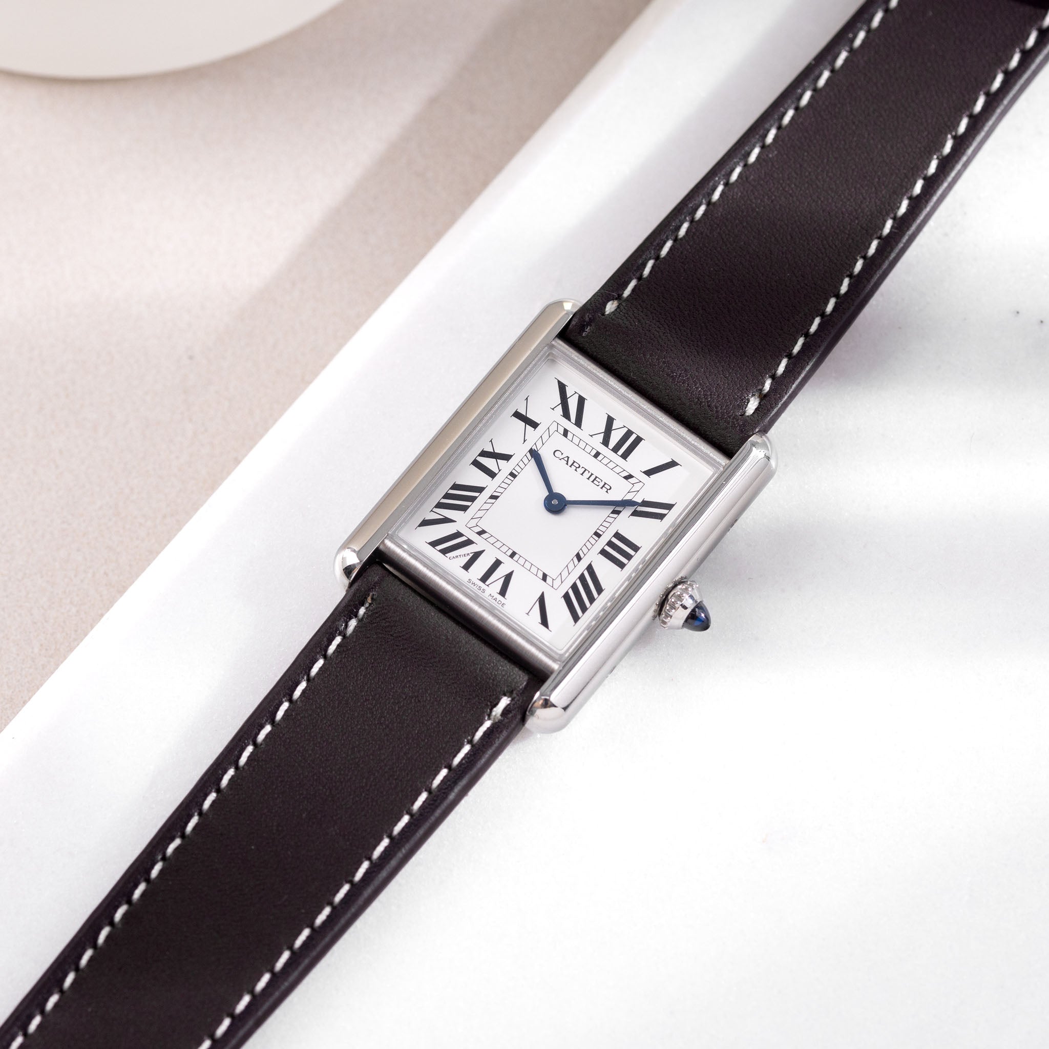 Strap for Cartier Tank Must (2021-2024) - The Chevalin Dark Cognac Brown