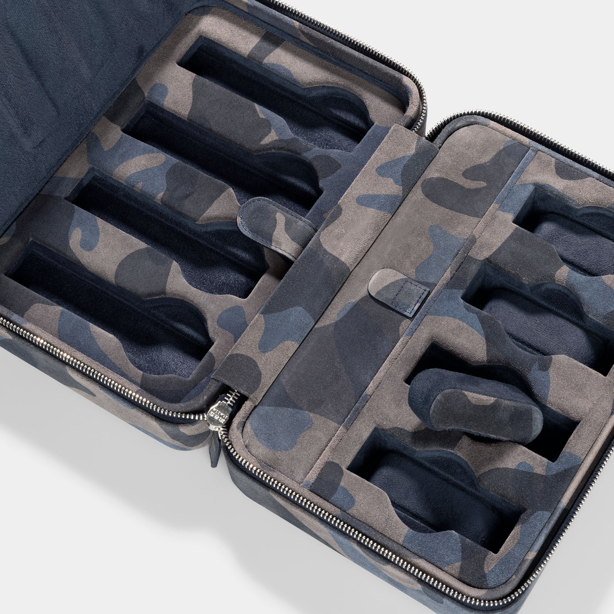 Blue Camo Suede Luxury Leather Watch Box by JPM