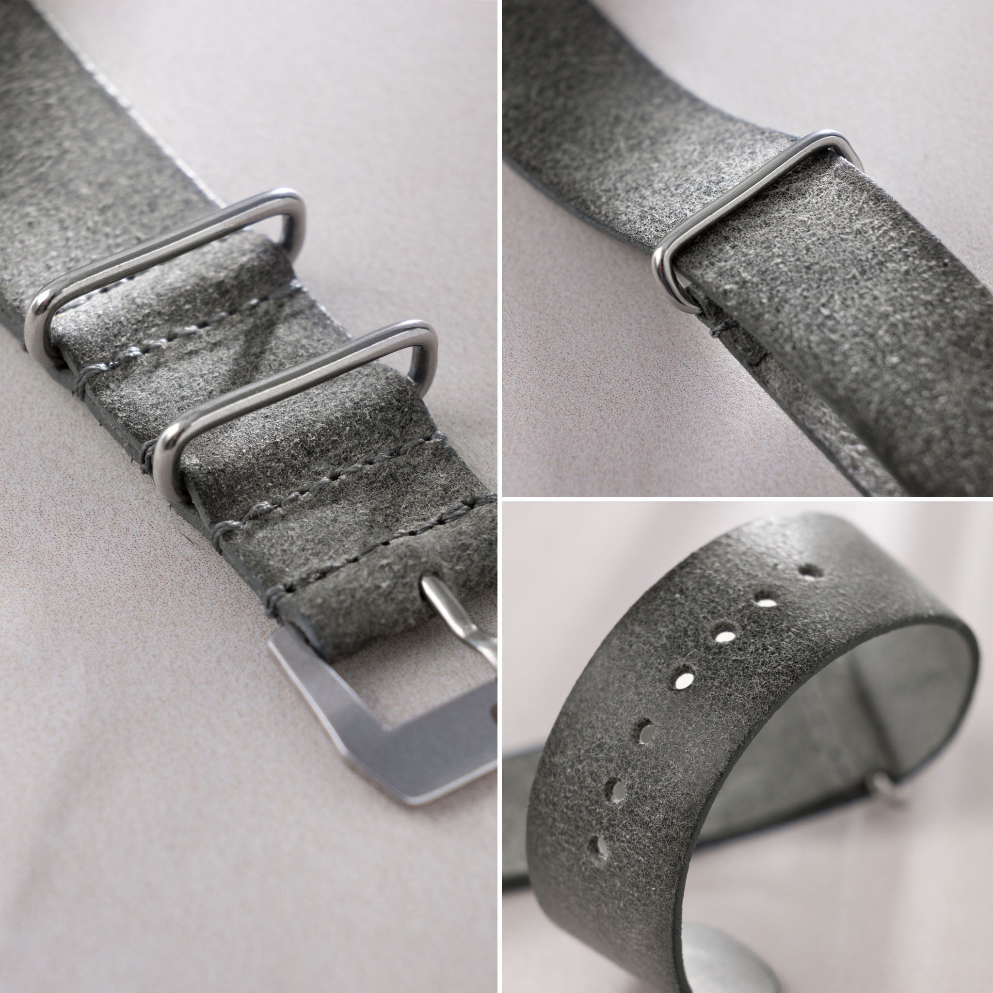 Strap for Rolex Submariner 5513 & 1680 - Grey Single Pass Leather