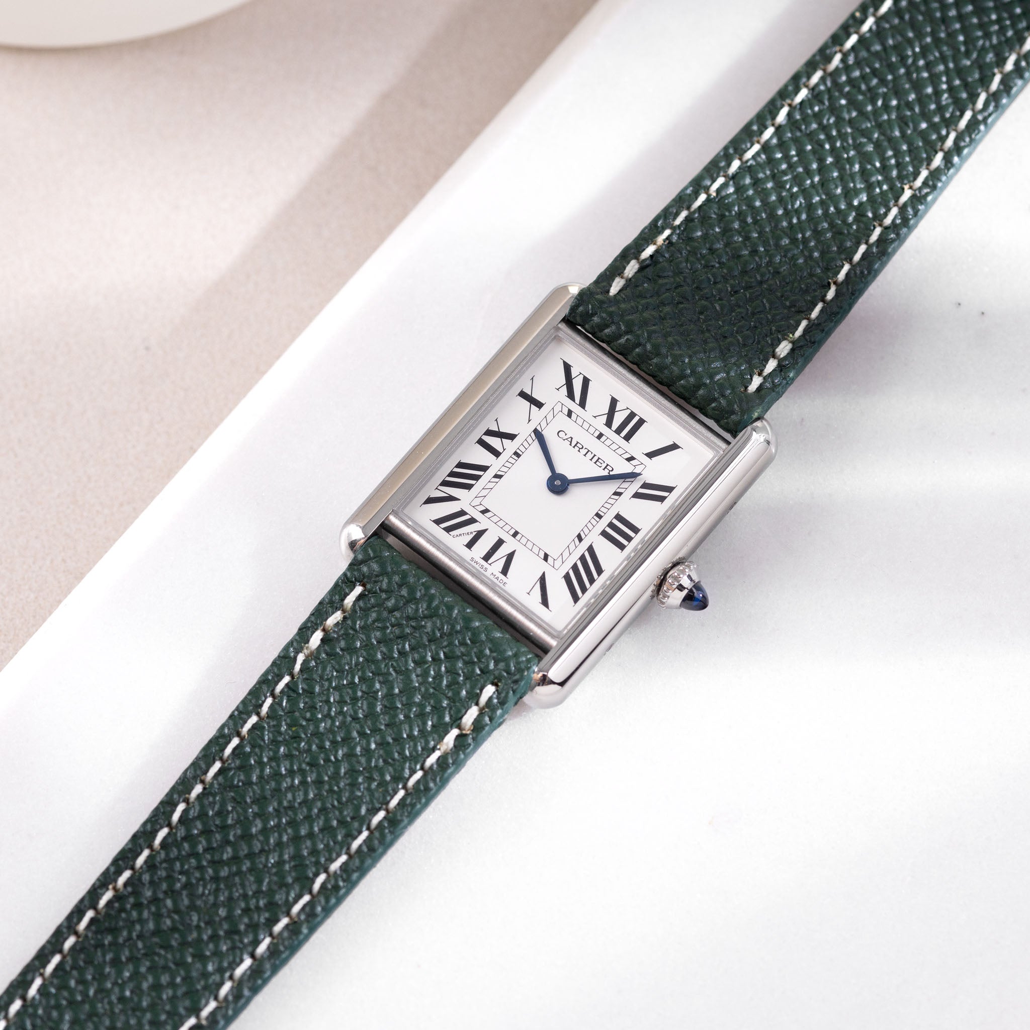 Strap for Cartier Tank Must (2021-2024) - The Marston Calf Dark Green