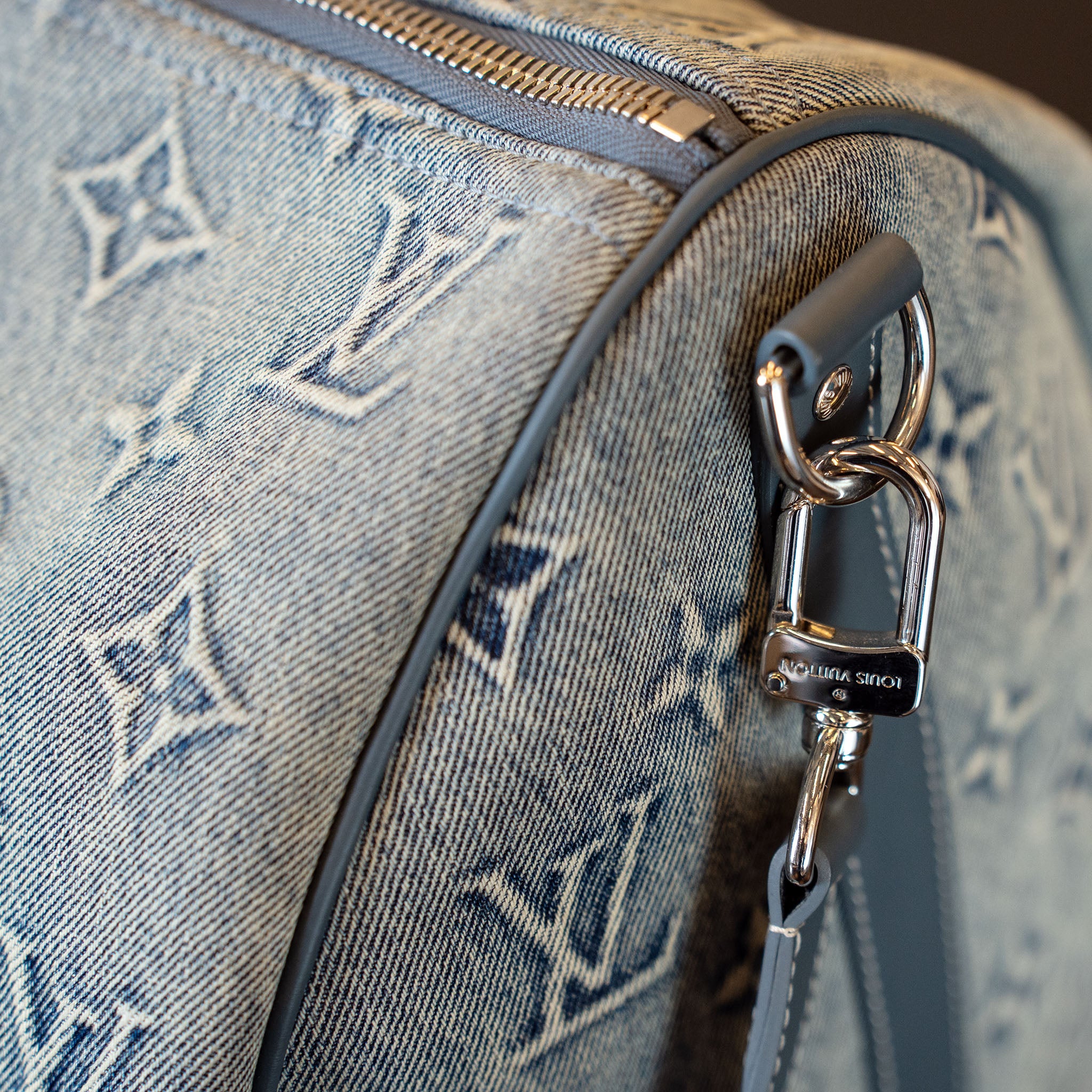 Louis Vuitton Monogram Washed Denim Keepall Bandouliere 50 Blue