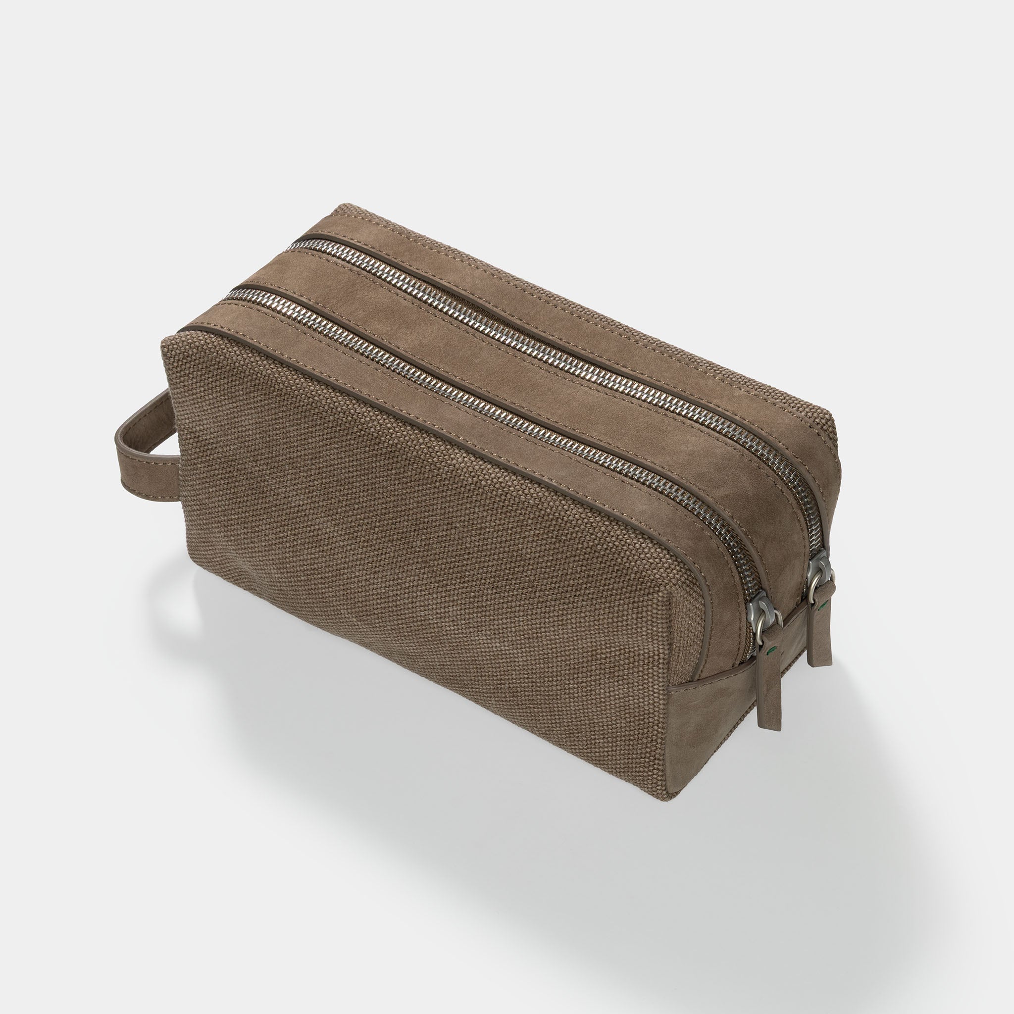 Rolex Toiletry Bag  Taupe Coloured in Canvas and Suede