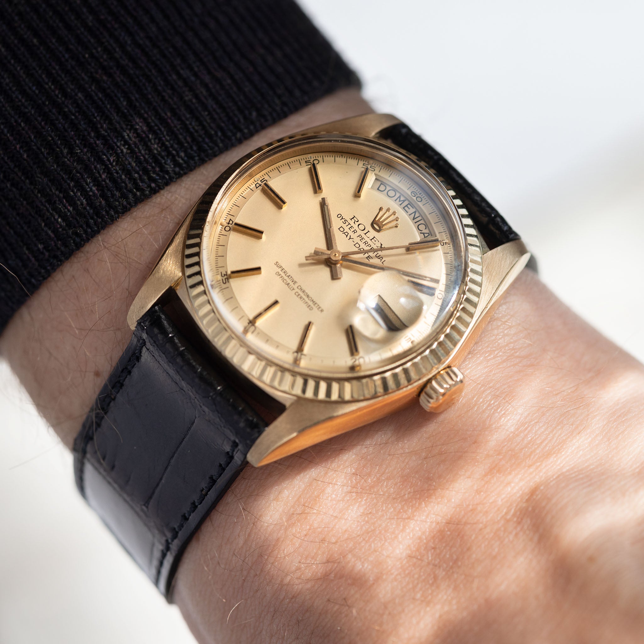 Strap for Rolex Day Date - Premium Alligator Black Leather