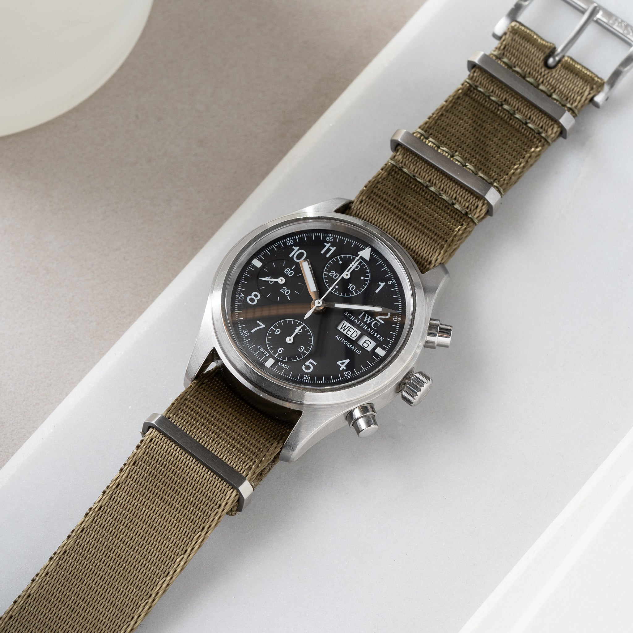Strap for IWC Flieger Chronograph - Nylon Single Pass Olive (20mm)