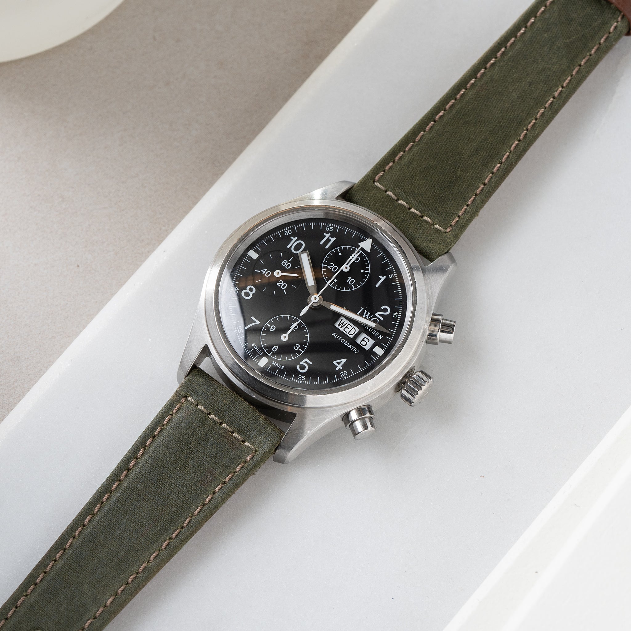 Strap for IWC Flieger Chronograph - Vintage Barbour Fabric - (20mm)