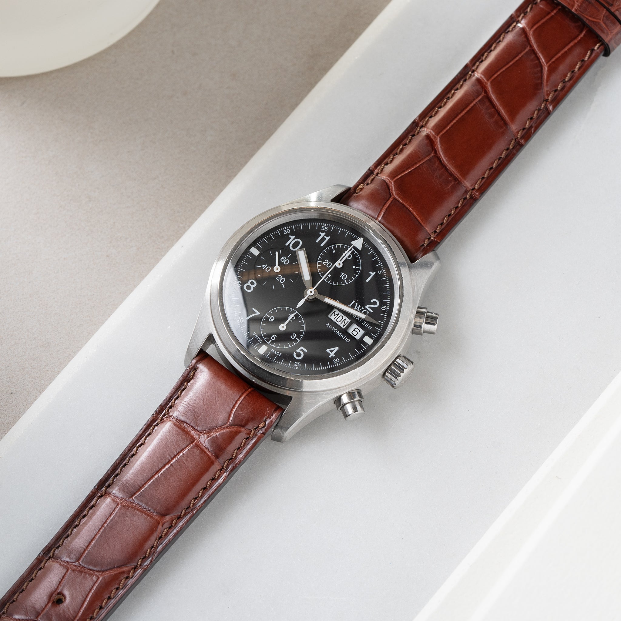 Strap for IWC Flieger Chronograph - Brown Full Cut Alligator (20mm)