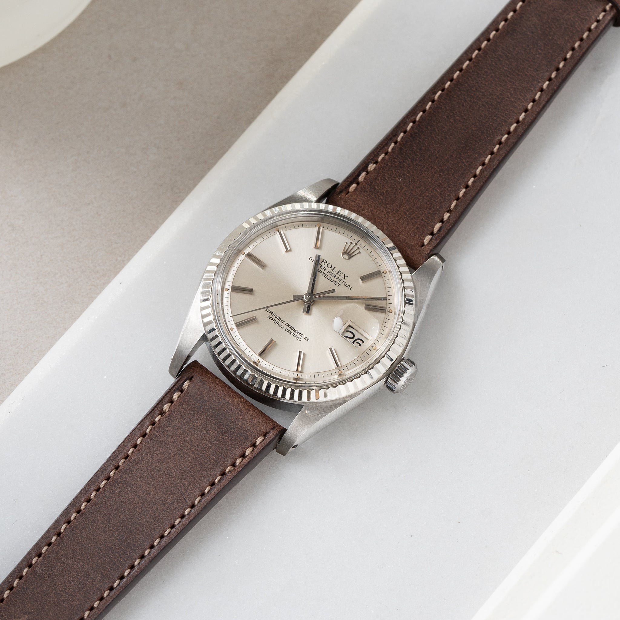 Strap for Rolex Datejust 1601 1603 16014 16030 - Dry Soil Brown Leather