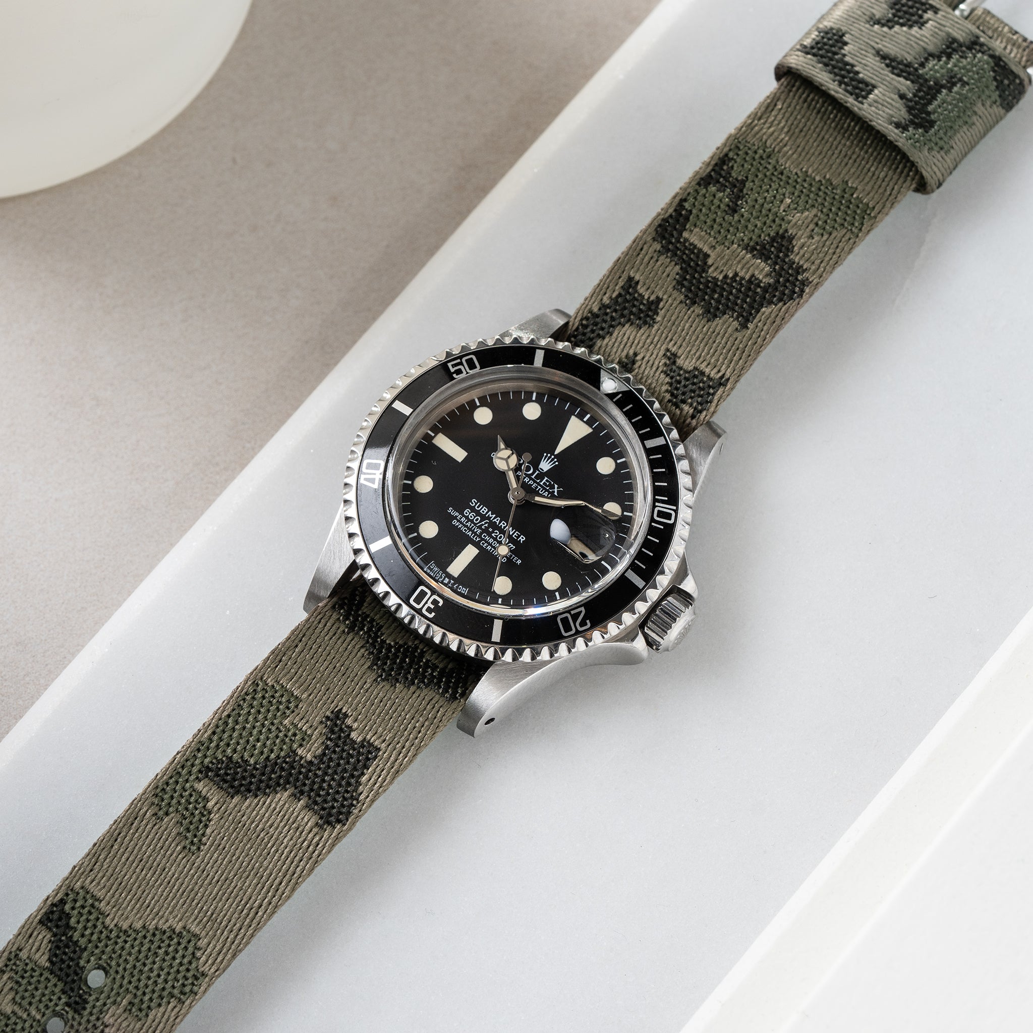 Strap for Rolex Submariner 5513 & 1680 - Single Pass Forest Camo Jacquard