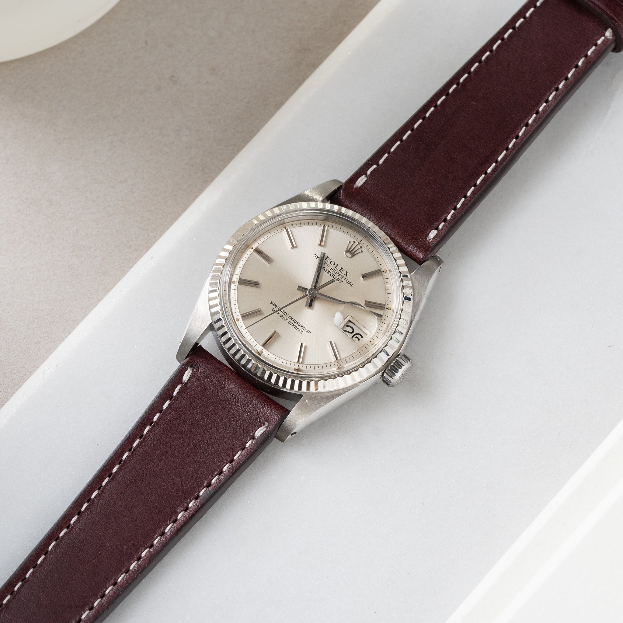 Strap for Rolex Datejust 1601 1603 16014 16030 - Luxury Dark Brown Leather