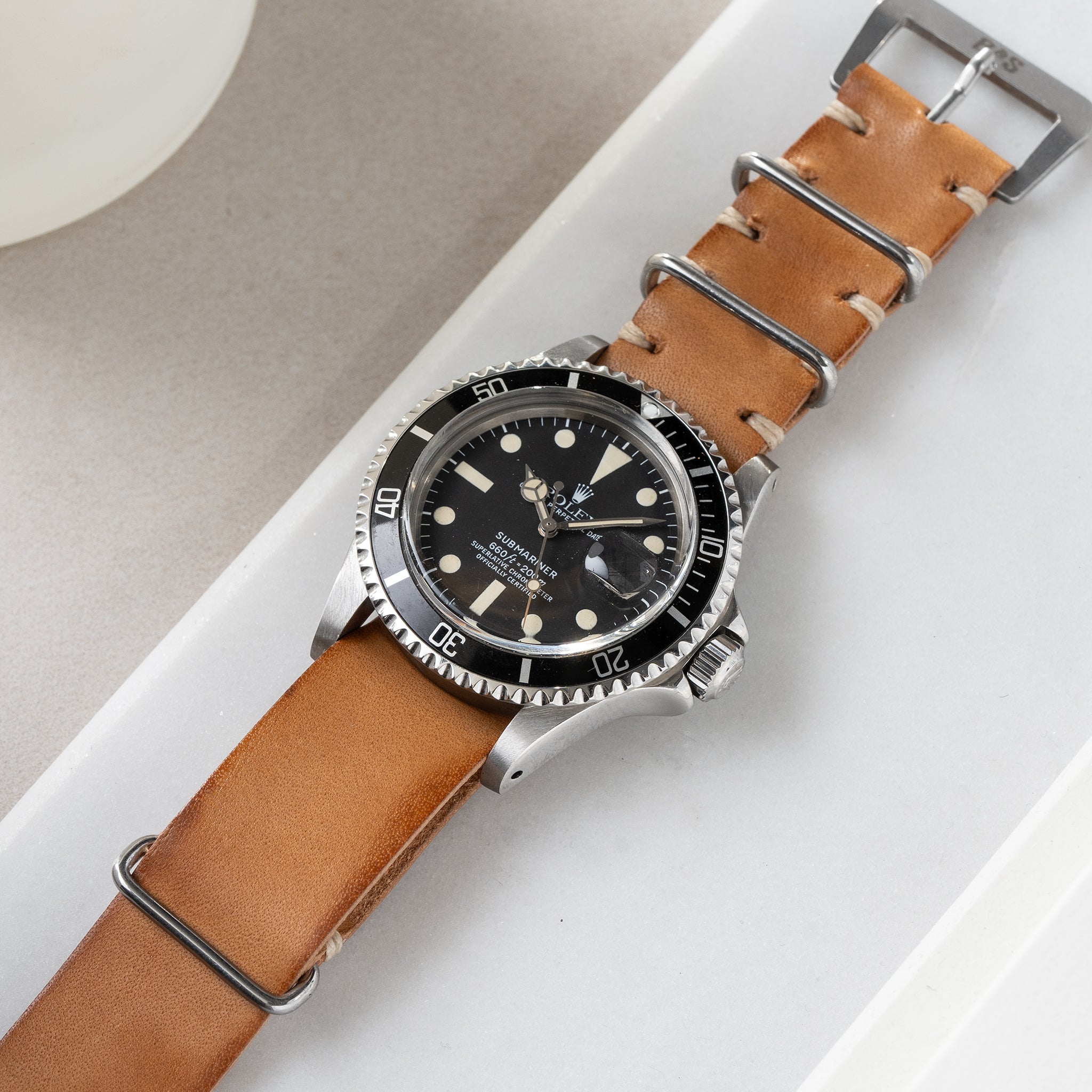 Strap for Rolex Submariner 5513 & 1680 -  Caramel Brown Single Pass Leather