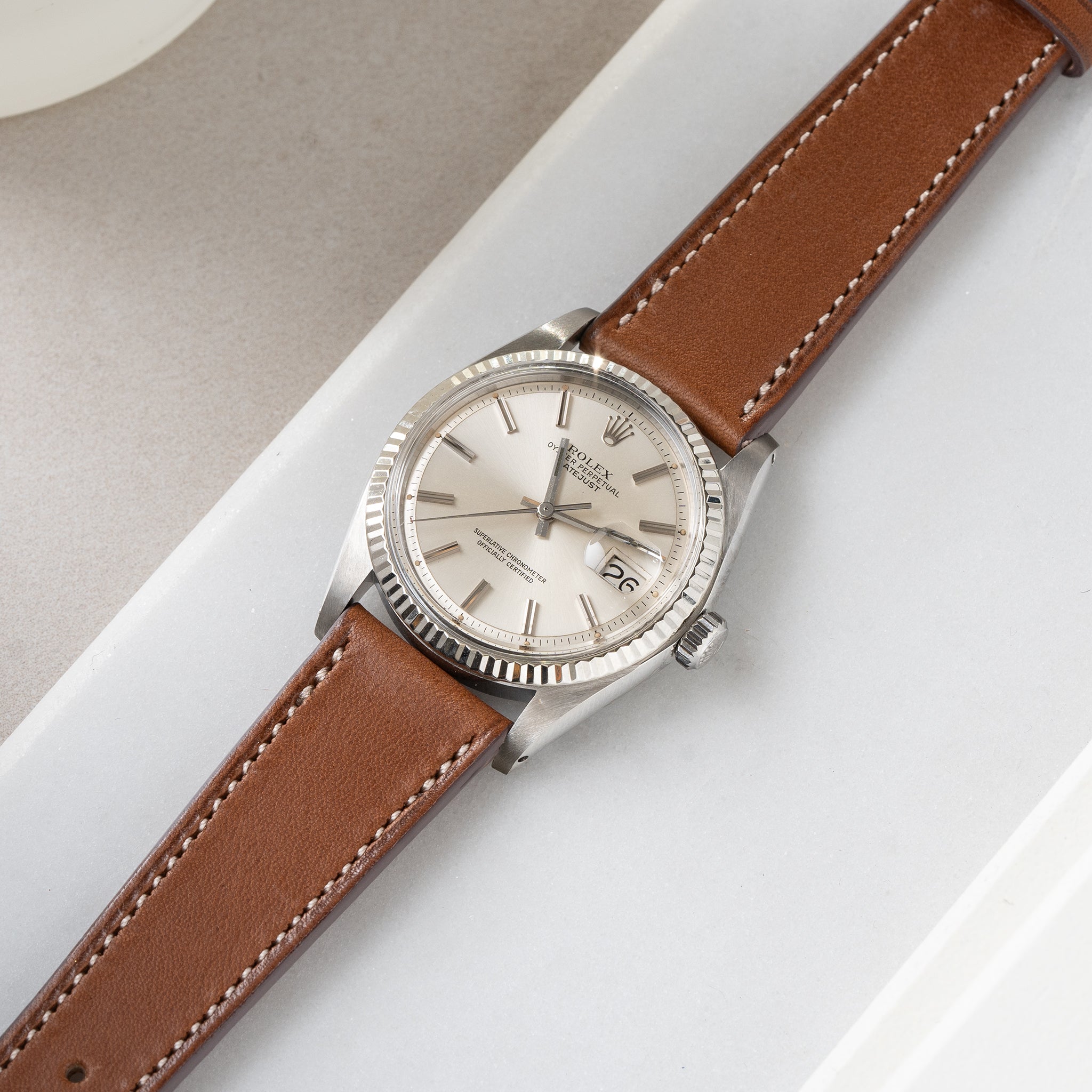 Strap for Rolex Datejust 1601 1603 16014 16030 - Luxury Cognac Brown Leather