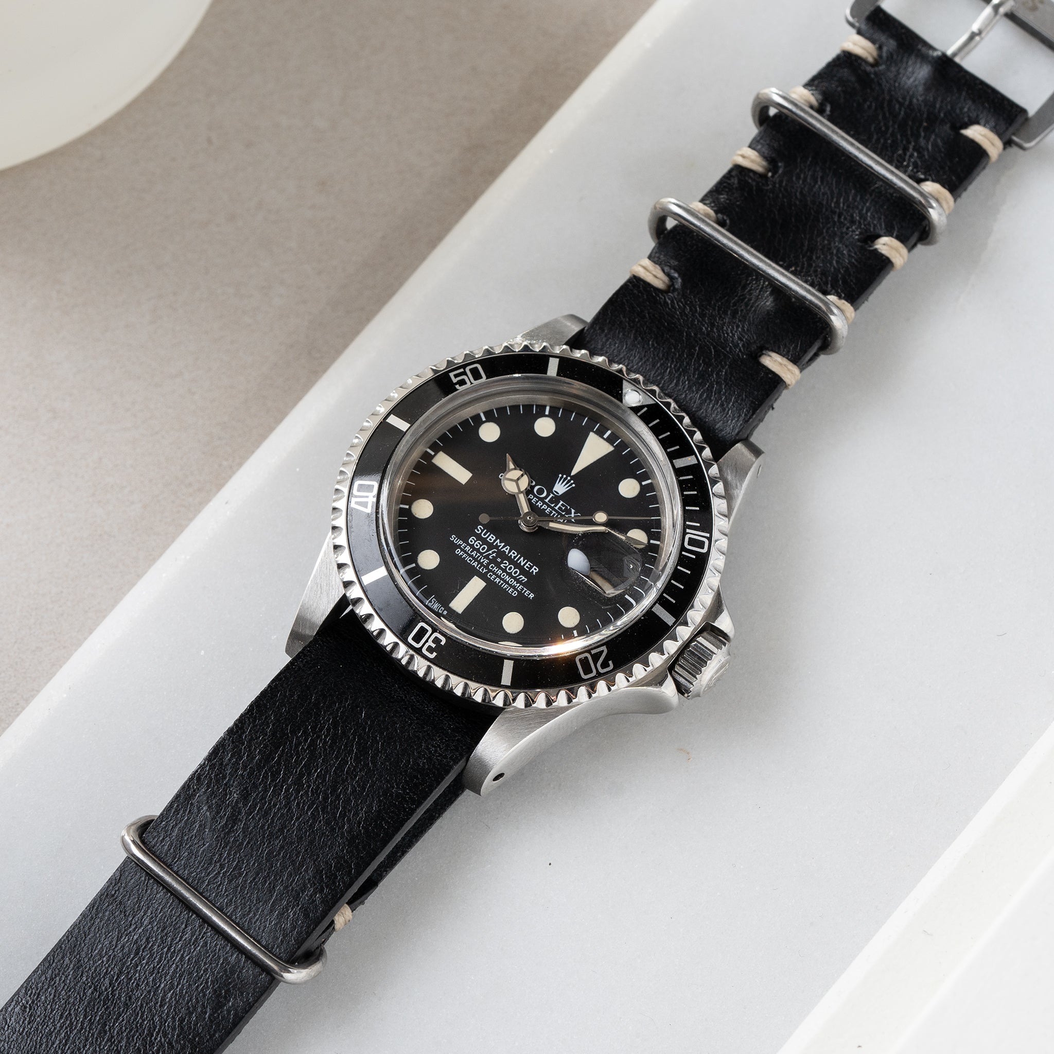 Strap for Rolex Submariner 5513 & 1680 - Single Pass Black Leather