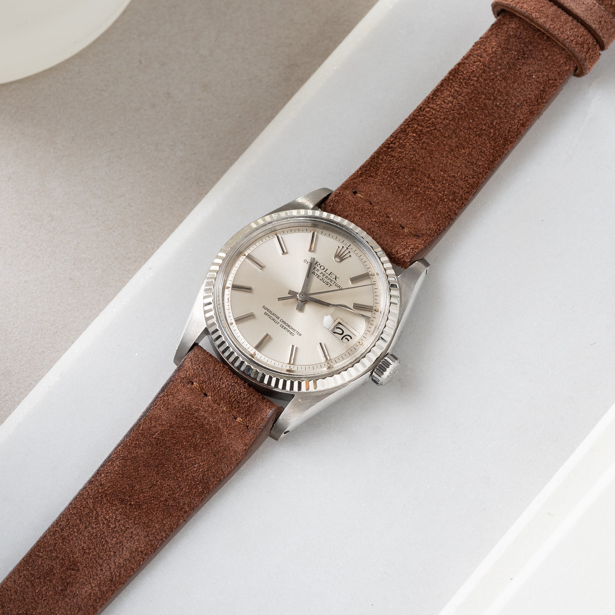 Strap for Rolex Datejust 1601 1603 16014 16030 - Cognac Brown Silky Suede