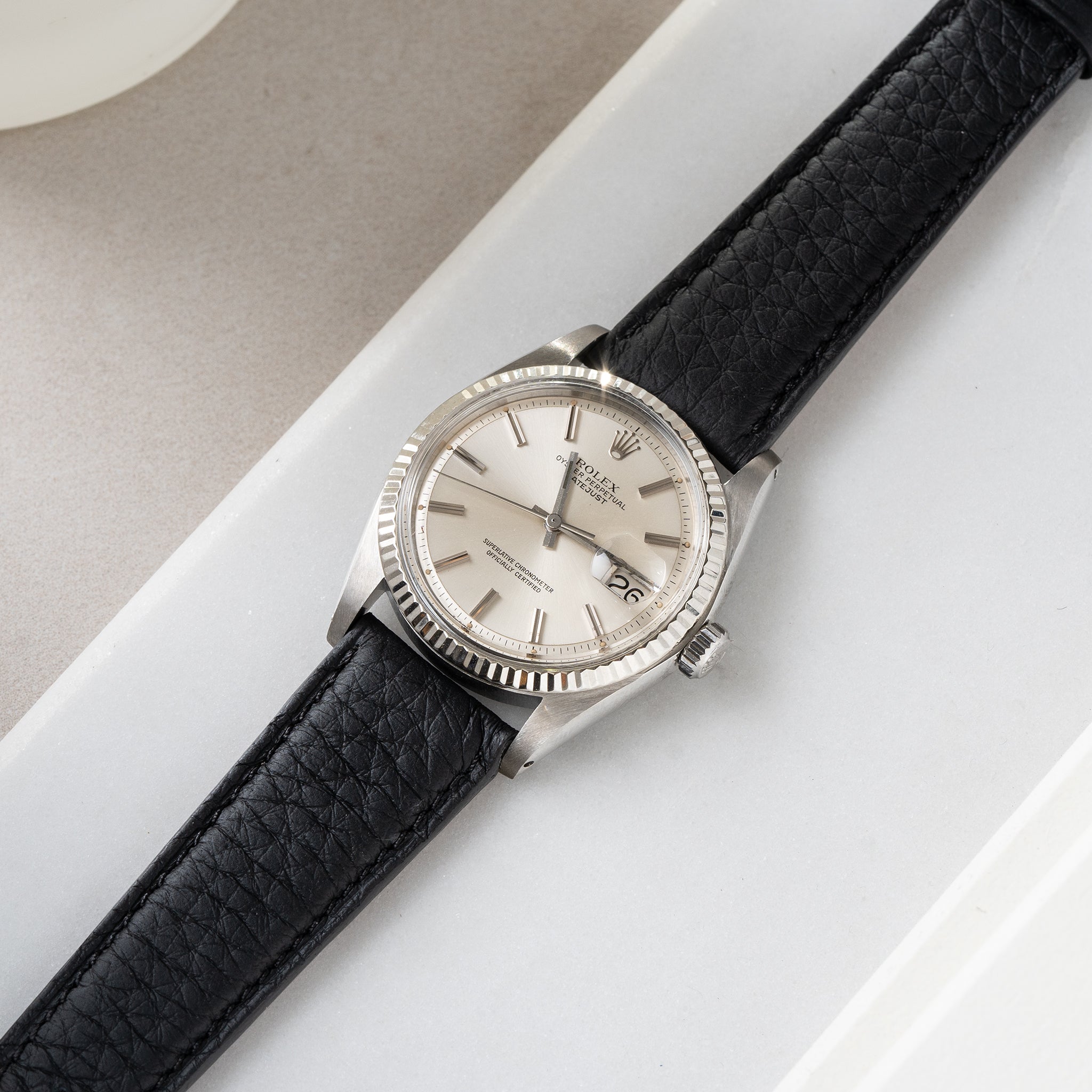 Strap for Rolex Datejust 1601 1603 16014 16030 - Taurillon Black Leather