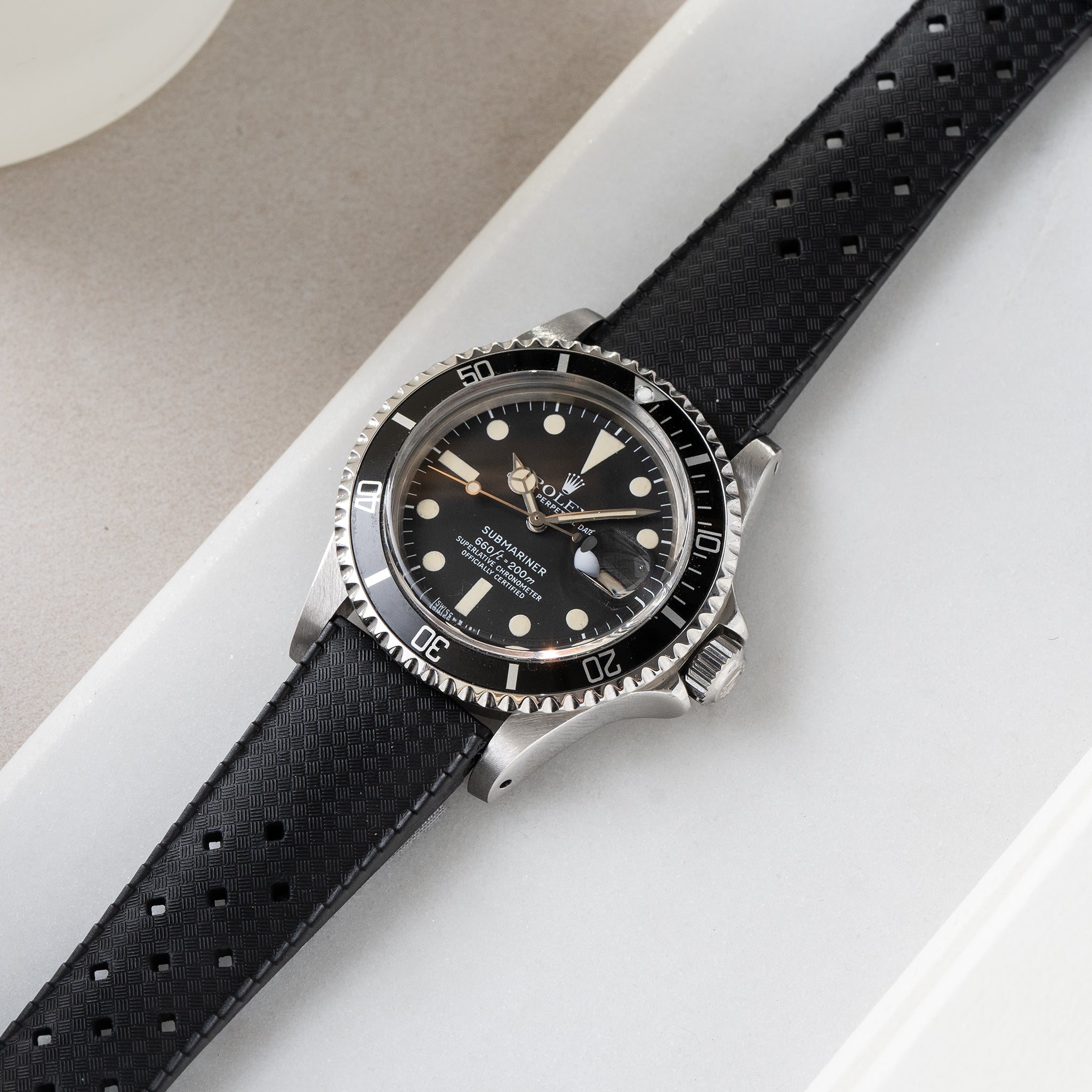 Strap for Rolex Submariner 5513 & 1680 - Nautic Basket Weave Black Rubber