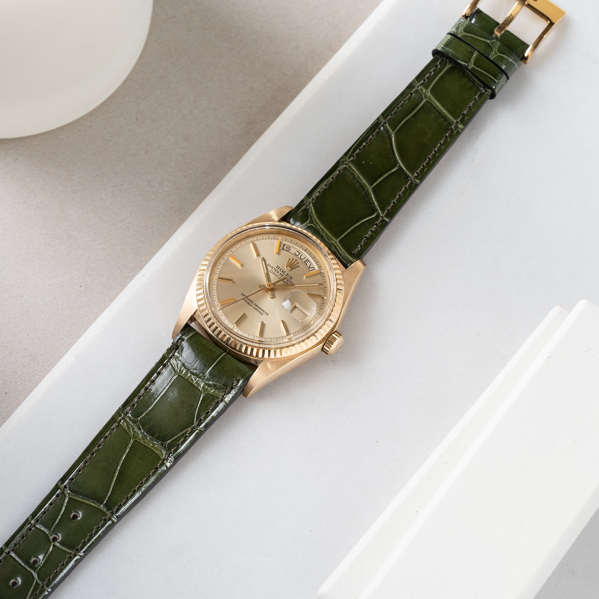 Strap for Rolex Day Date - Premium Alligator Olive Leather