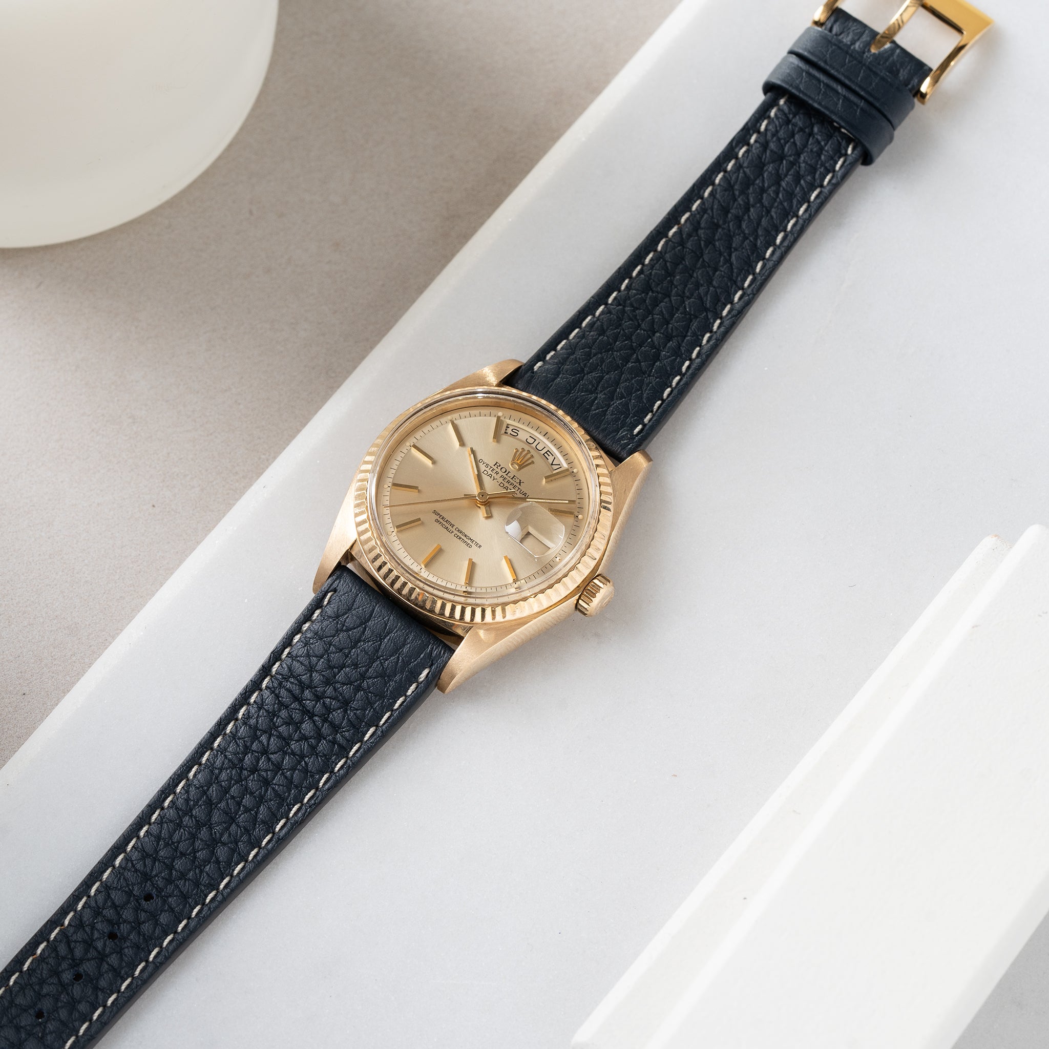 Strap for Rolex Day Date - Taurillon Elegant Blue Leather
