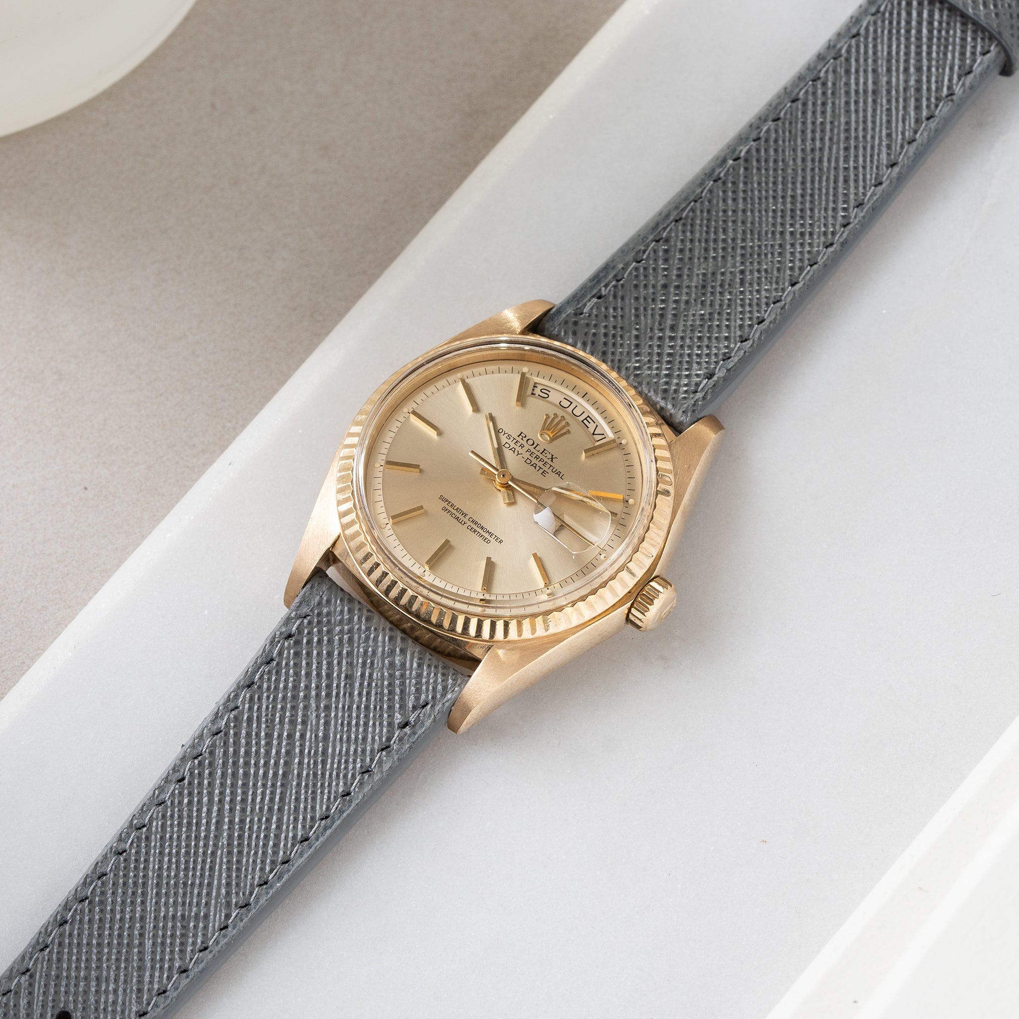 Strap for Rolex Day Date - Grey Saffiano Leather