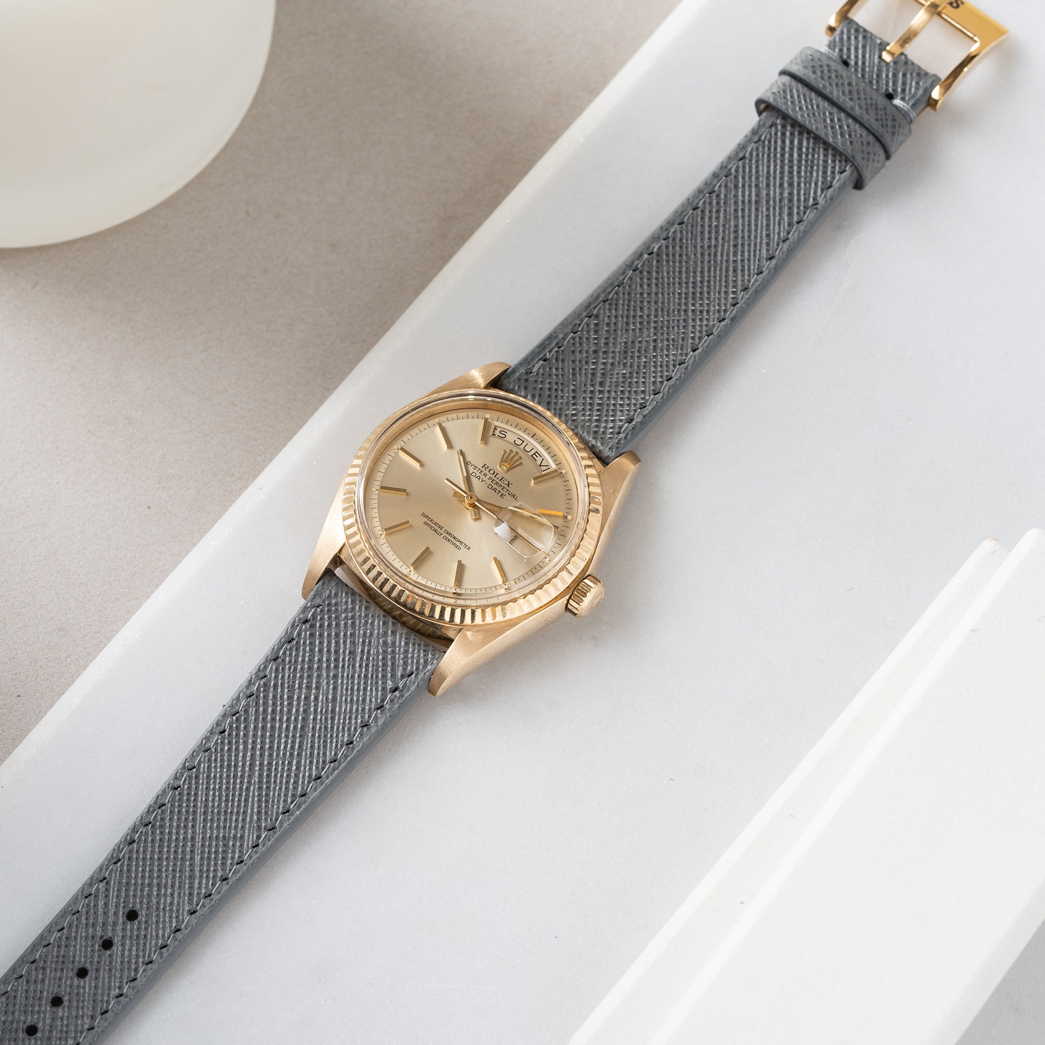 Strap for Rolex Day Date - Grey Saffiano Leather