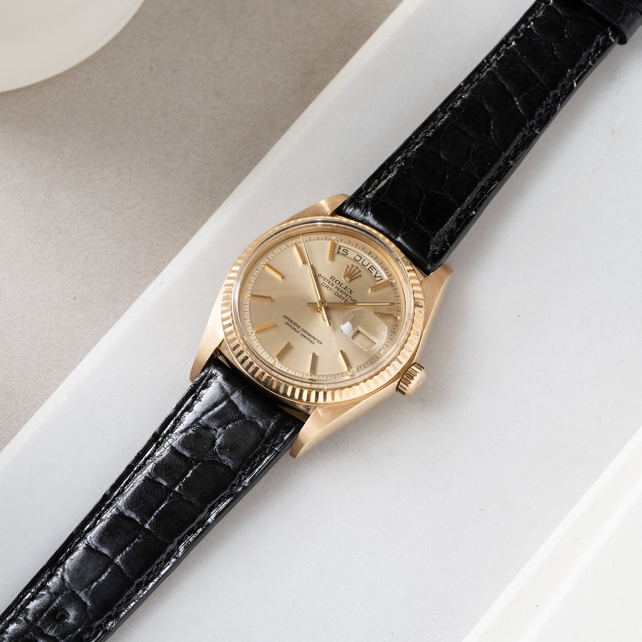 Strap for Rolex Day Date - Brilliant Black Alligator Leather