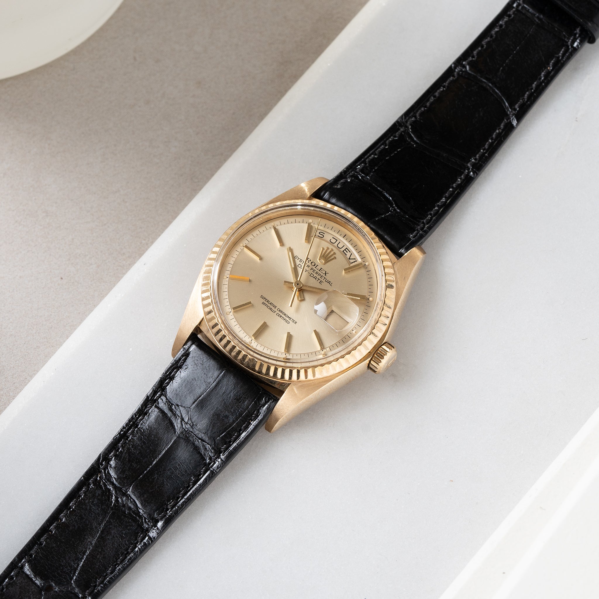 Strap for Rolex Day Date - Premium Alligator Black Leather