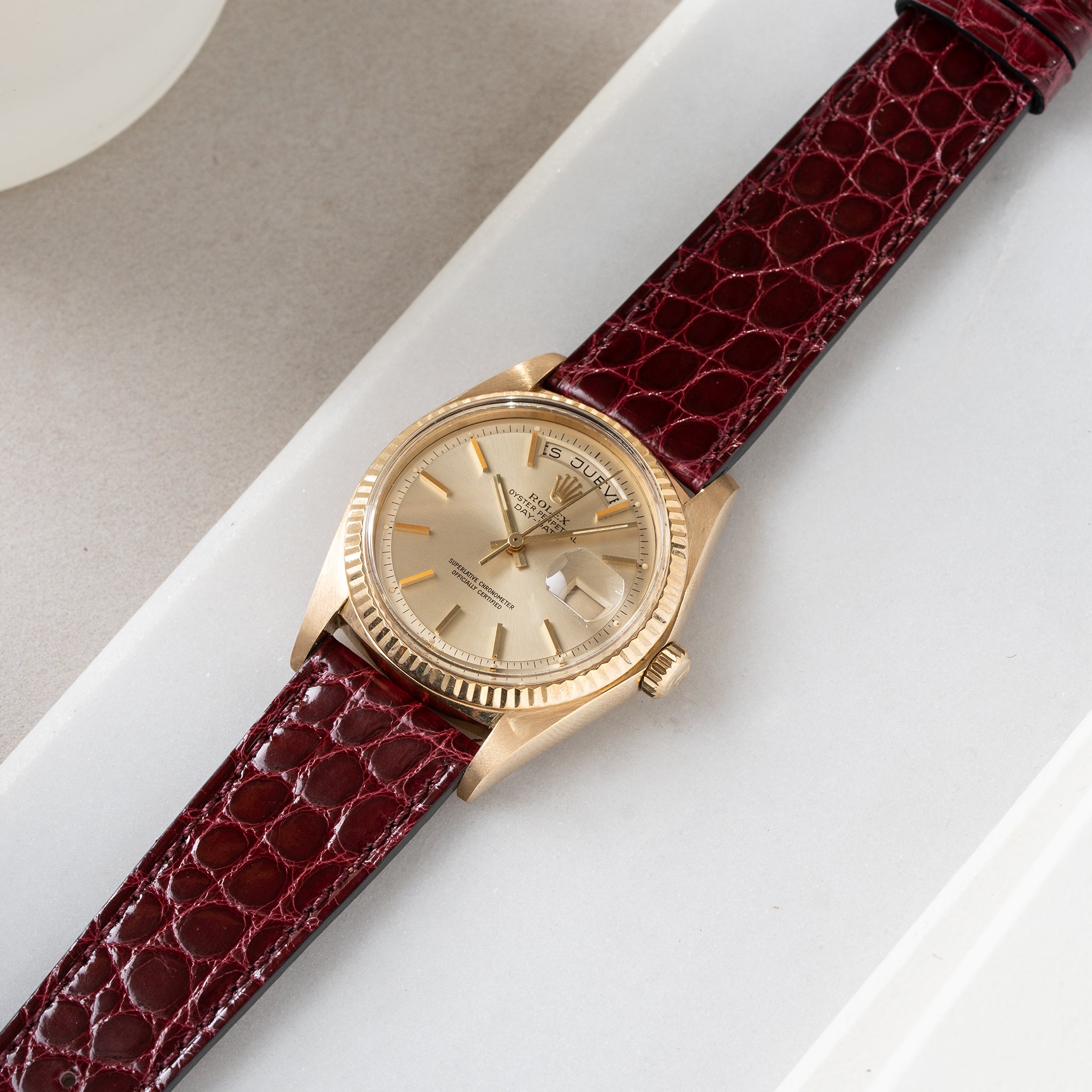 Strap for Rolex Day Date - Brilliant Bordeaux Alligator