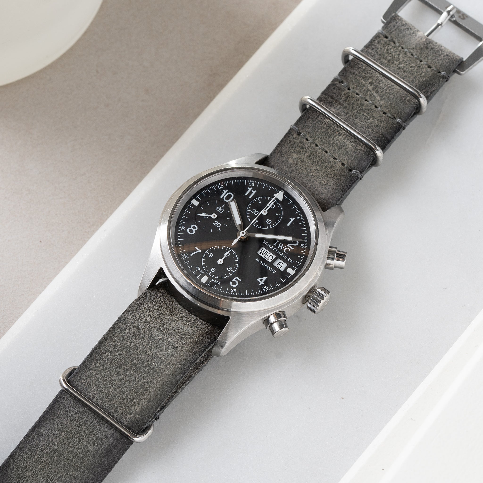 Strap for IWC Flieger Chronograph - Grey Single Pass Leather (20mm)