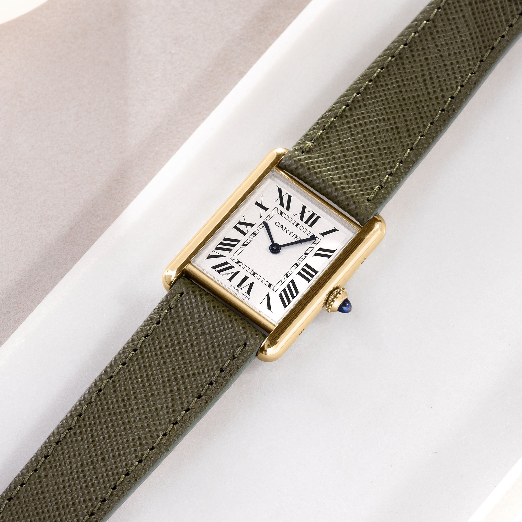 Strap for Cartier Tank Louis (2021-2024) - The Saffiano Olive